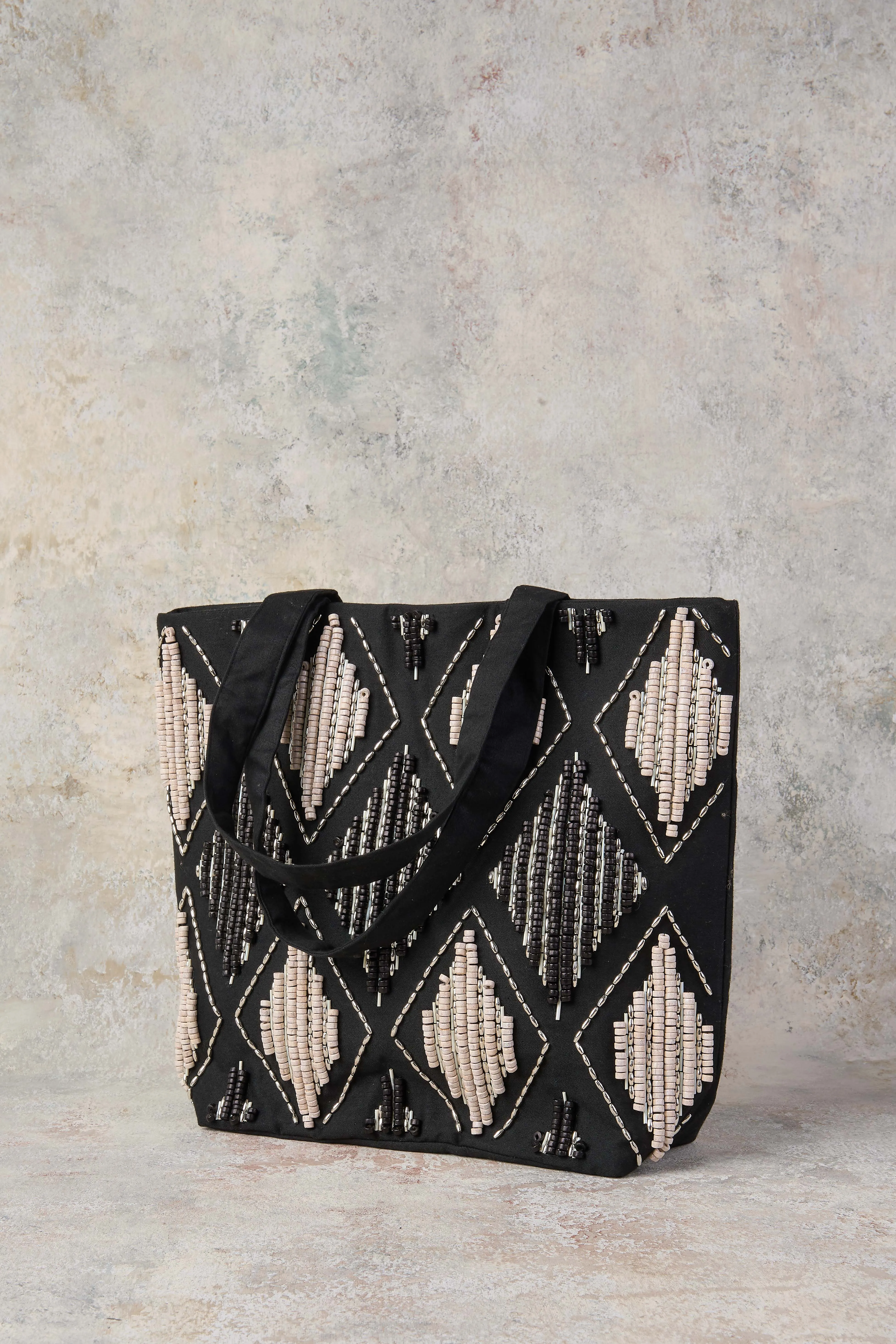 Bailey Beaded Tote Bag - Black