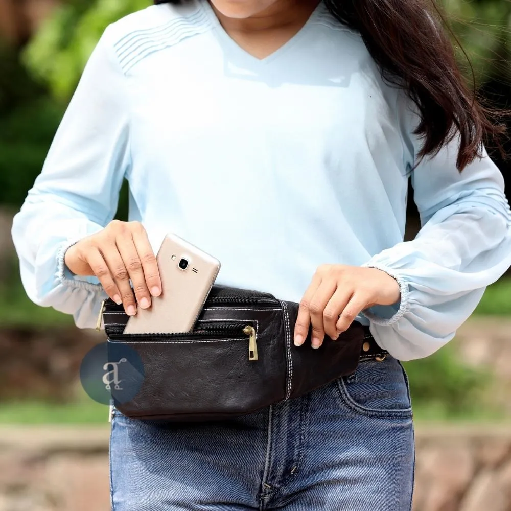 Black Leather Fanny Pack