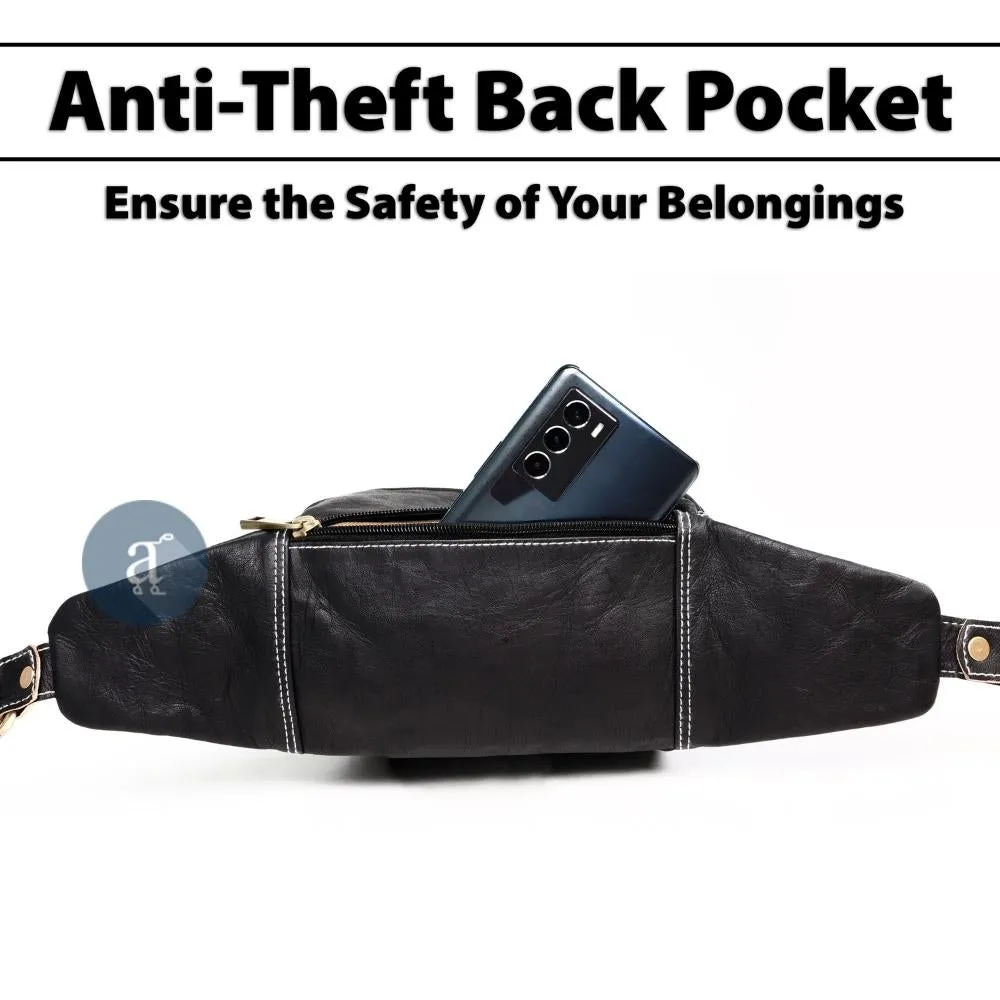 Black Leather Fanny Pack