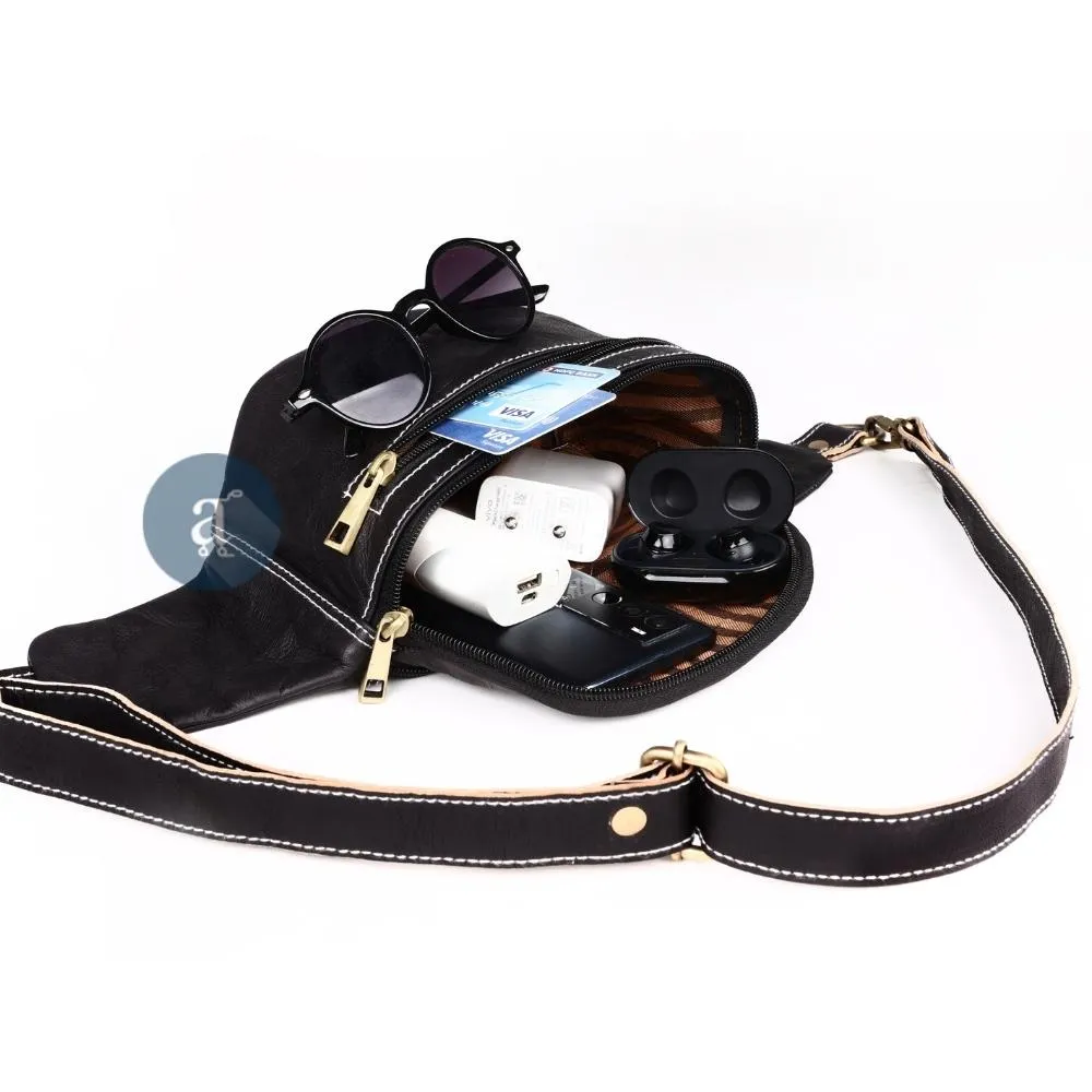 Black Leather Fanny Pack