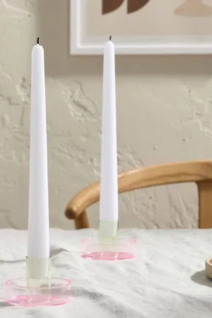 Block Design Duo Tone Glass Candle Holder: Pink/Green