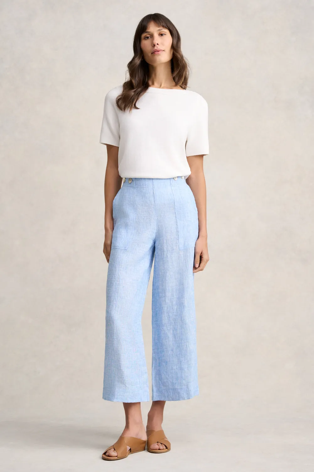 Boat Neck Knit Top - White