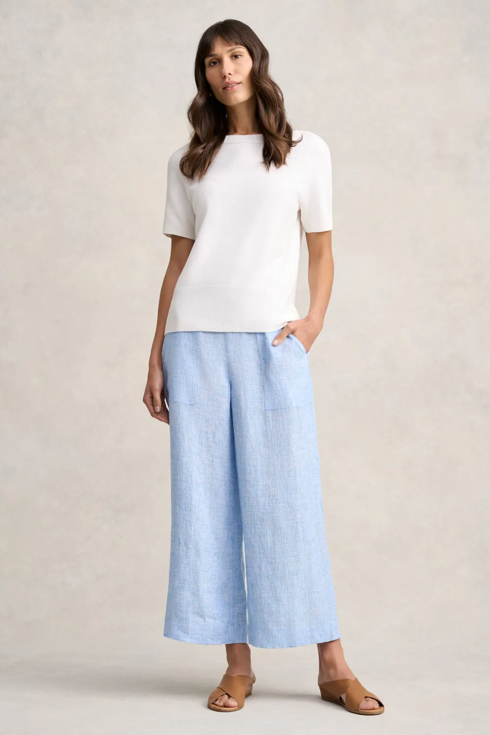 Boat Neck Knit Top - White