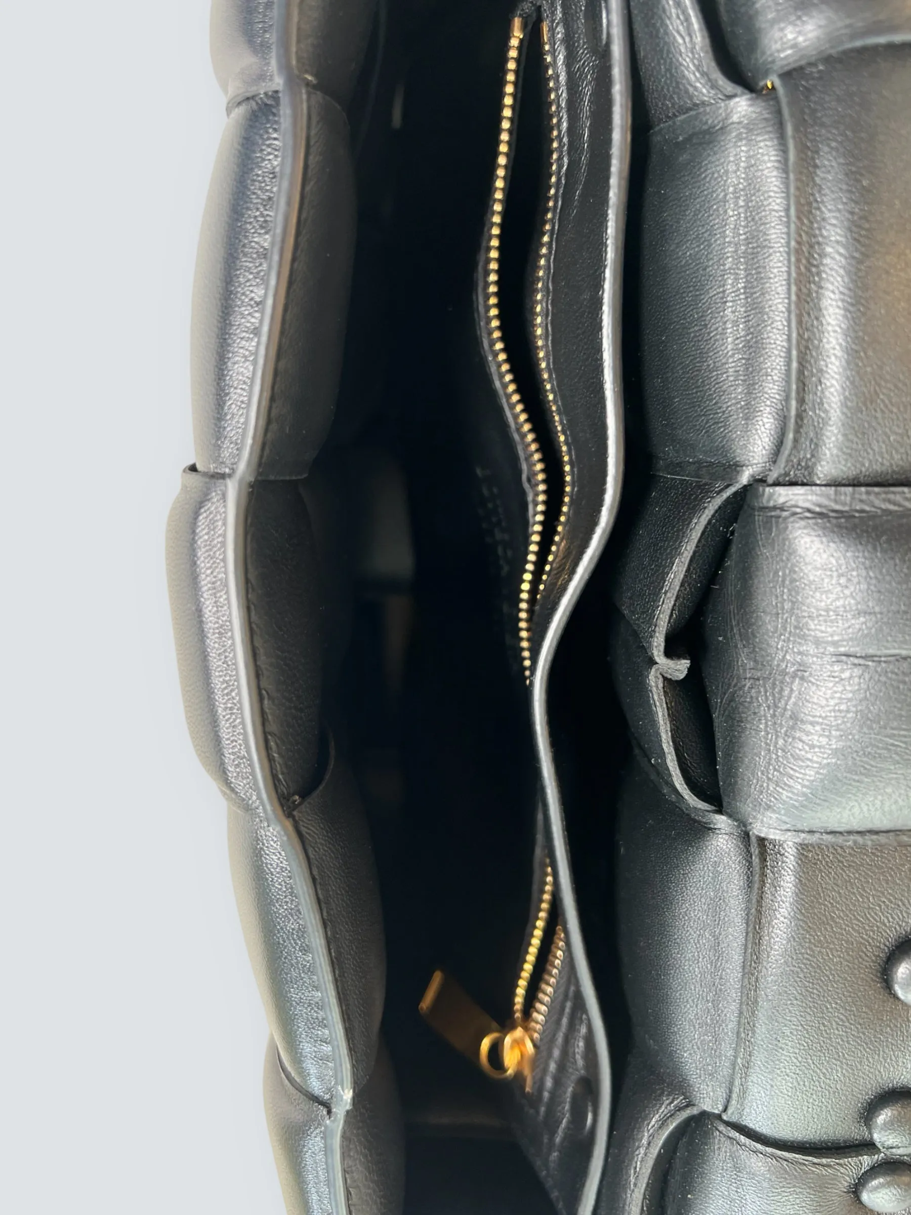 Bottega Black Quilted Leather Chain Cassette Shoulder Bag