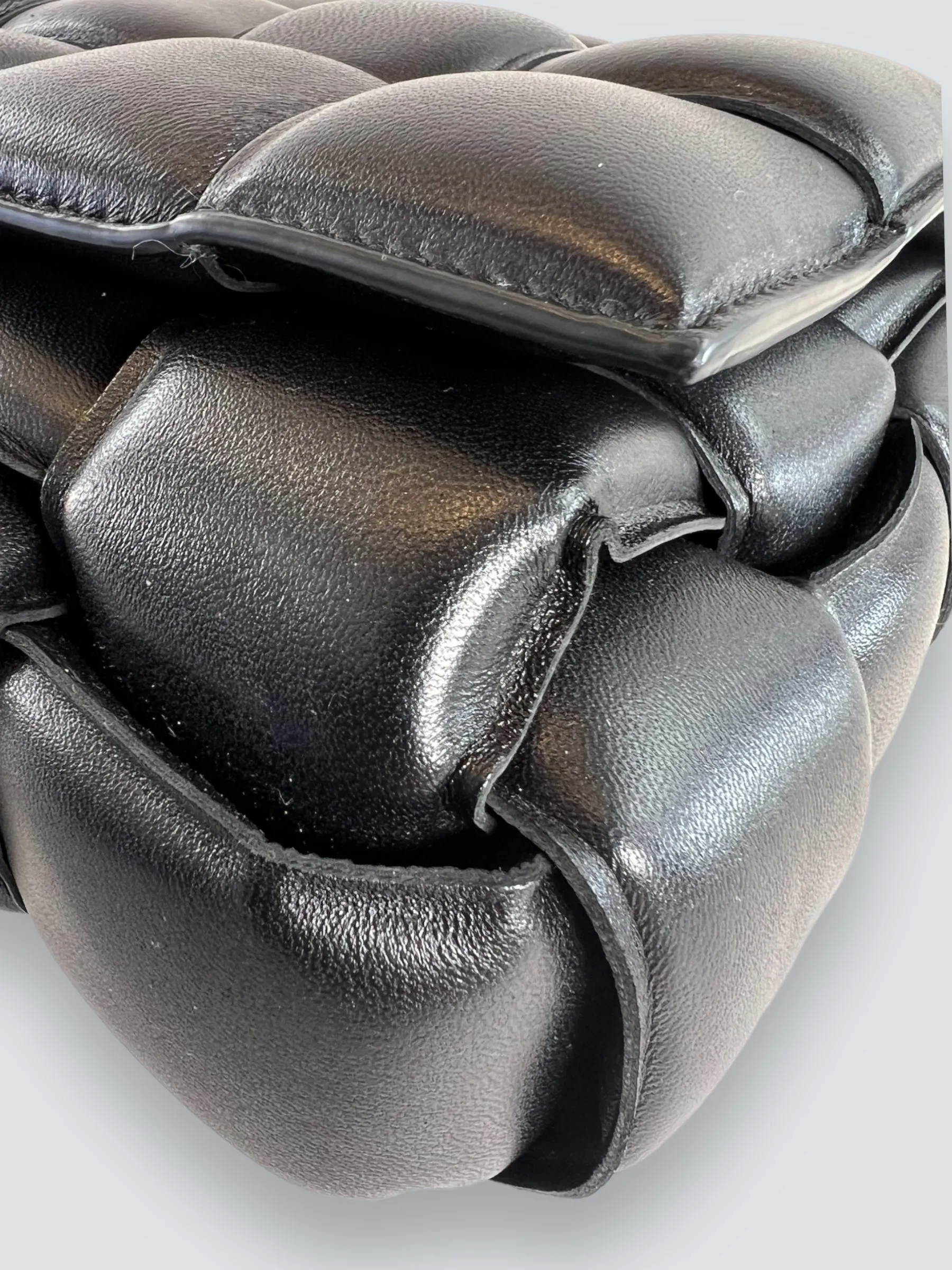 Bottega Black Quilted Leather Chain Cassette Shoulder Bag