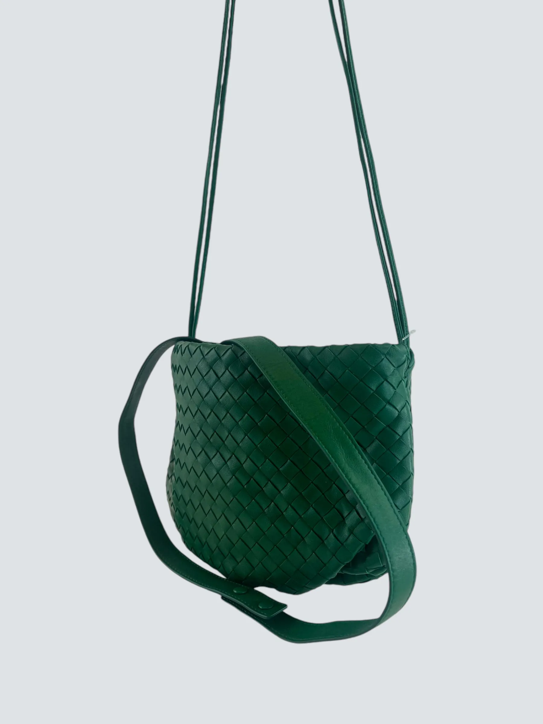 Bottega Green Intrecciato Leather Crossbody