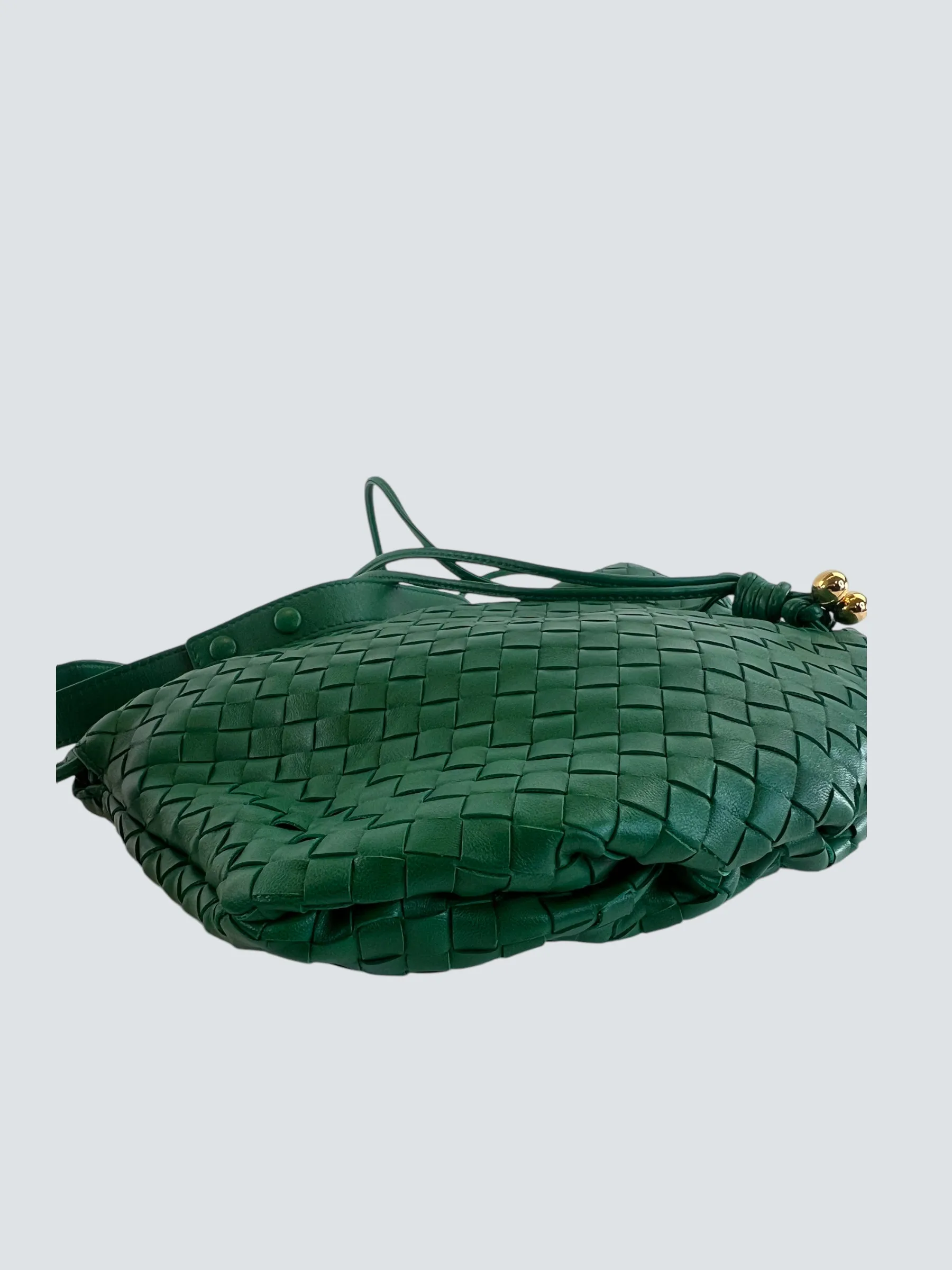 Bottega Green Intrecciato Leather Crossbody