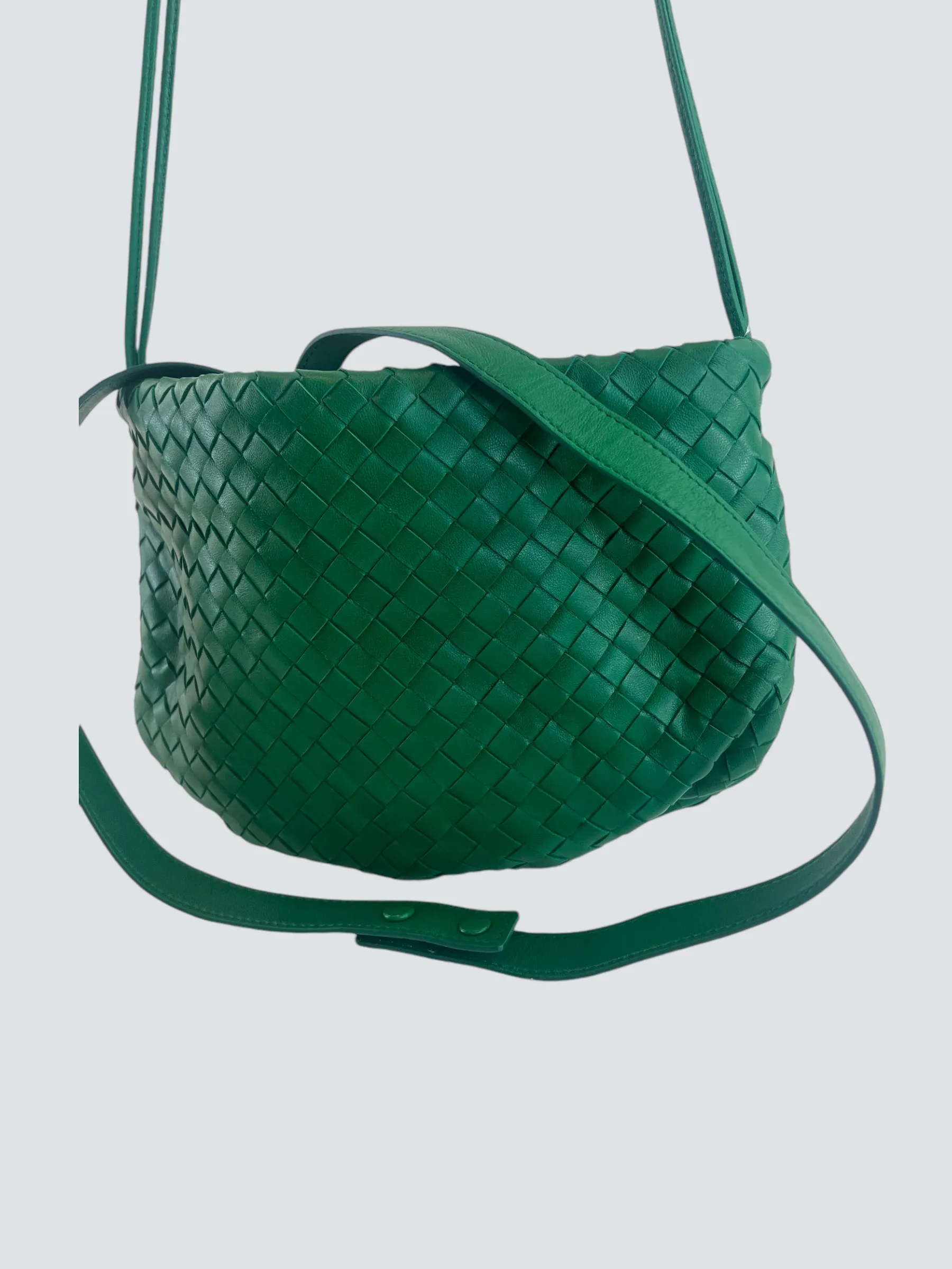 Bottega Green Intrecciato Leather Crossbody