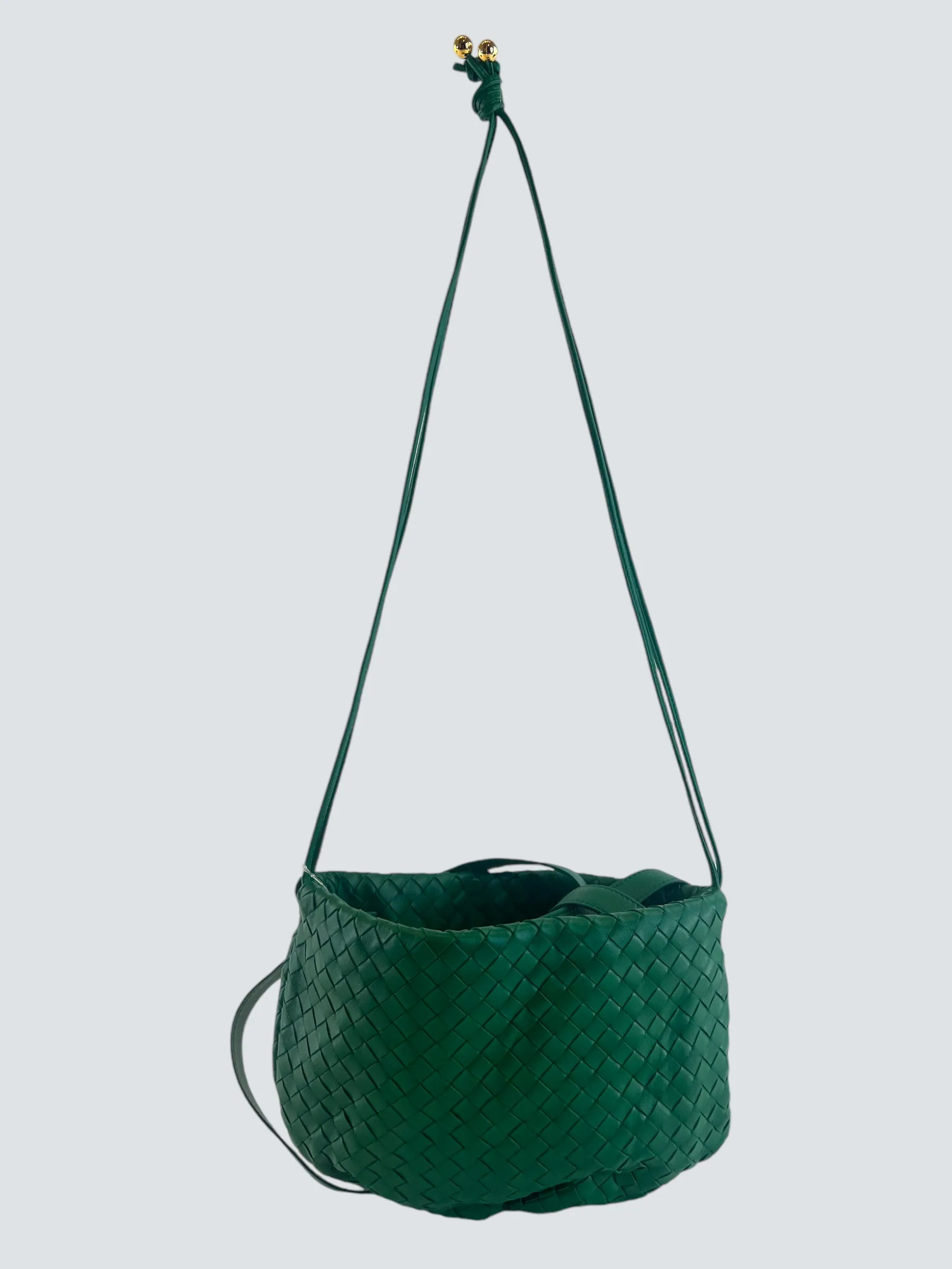 Bottega Green Intrecciato Leather Crossbody
