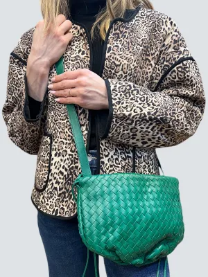 Bottega Green Intrecciato Leather Crossbody