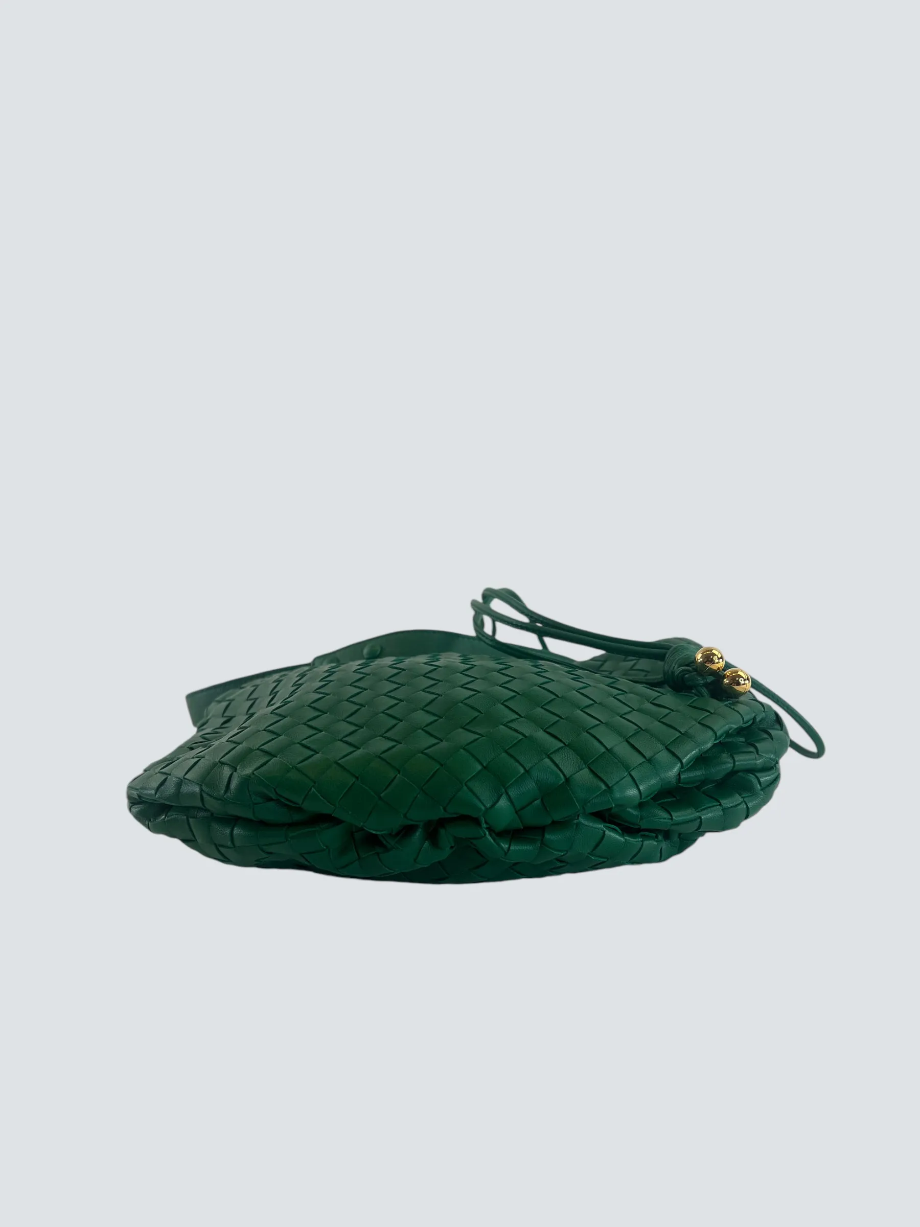 Bottega Green Intrecciato Leather Crossbody