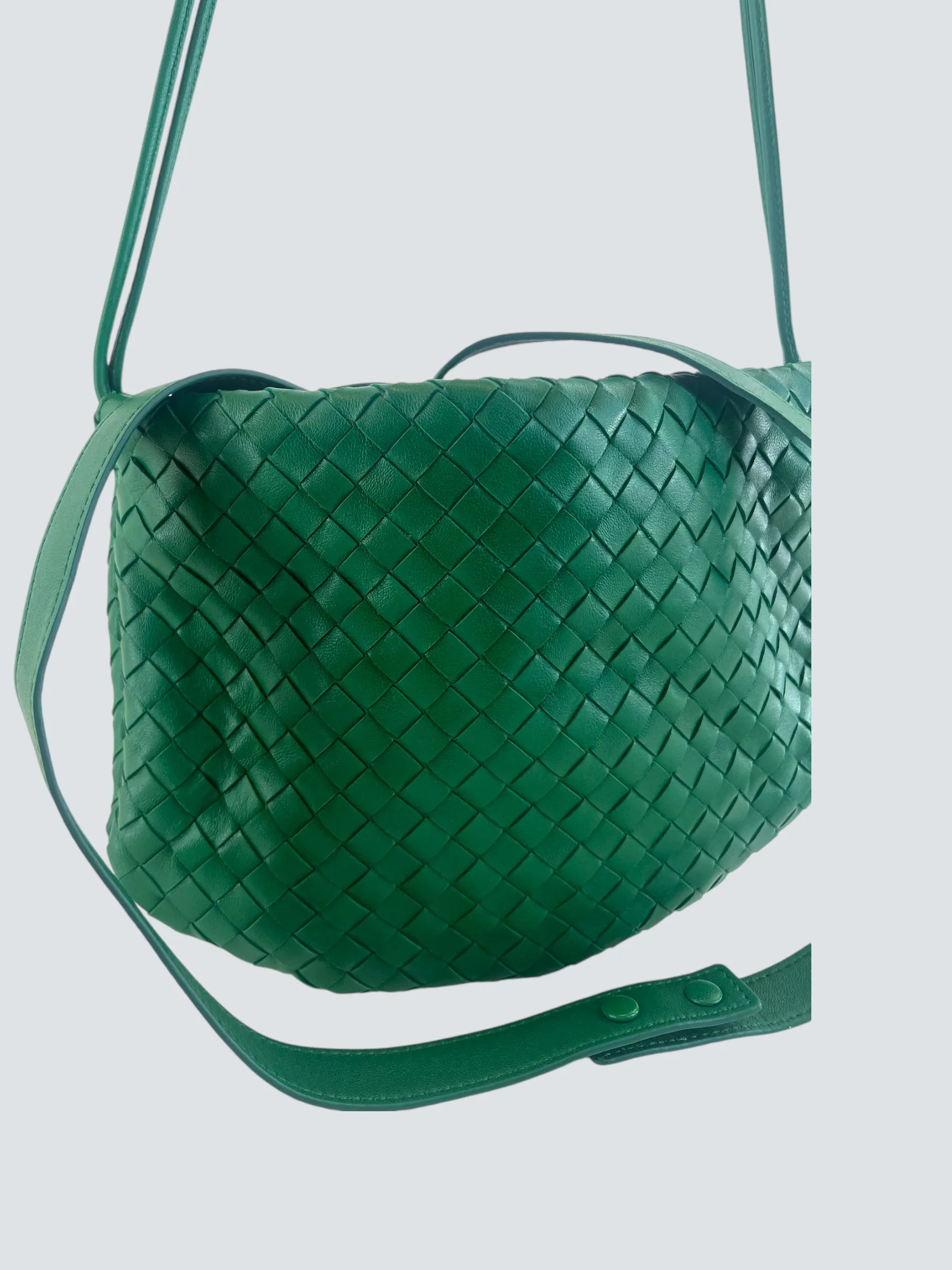 Bottega Green Intrecciato Leather Crossbody
