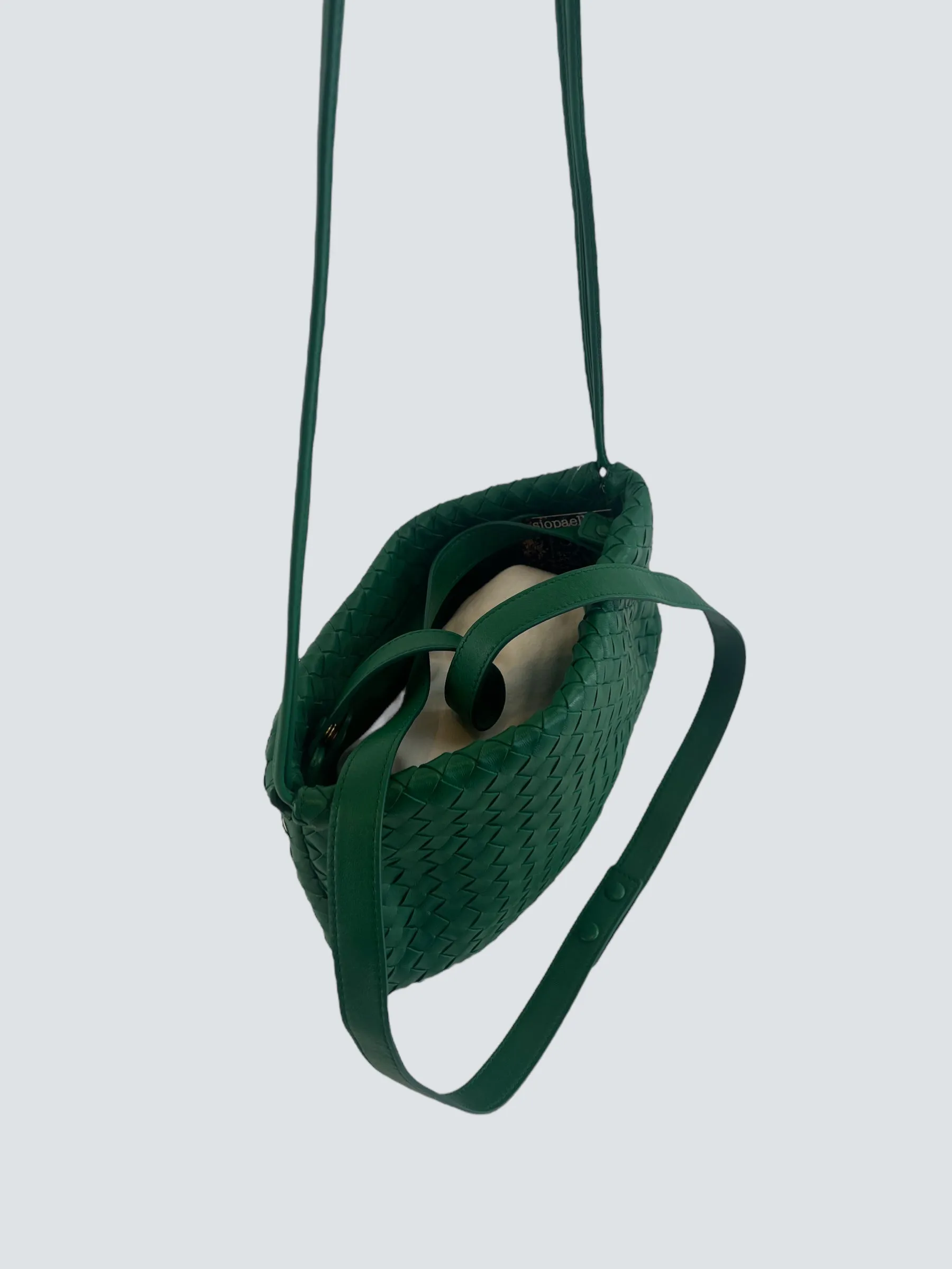 Bottega Green Intrecciato Leather Crossbody