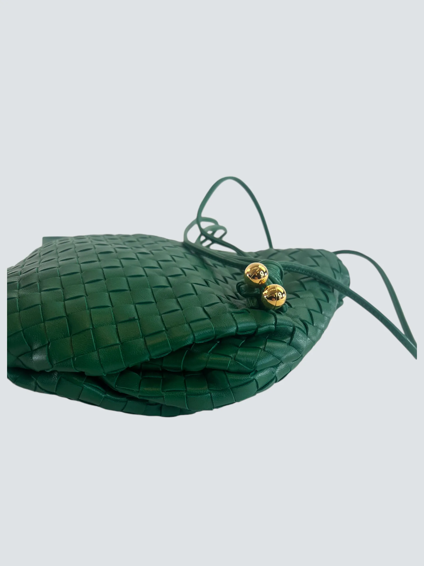 Bottega Green Intrecciato Leather Crossbody