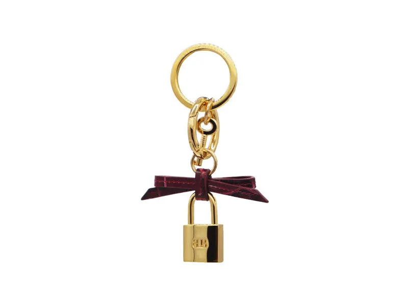 Bow and Padlock Keyring/Bag Charm - Orinoco - Wine