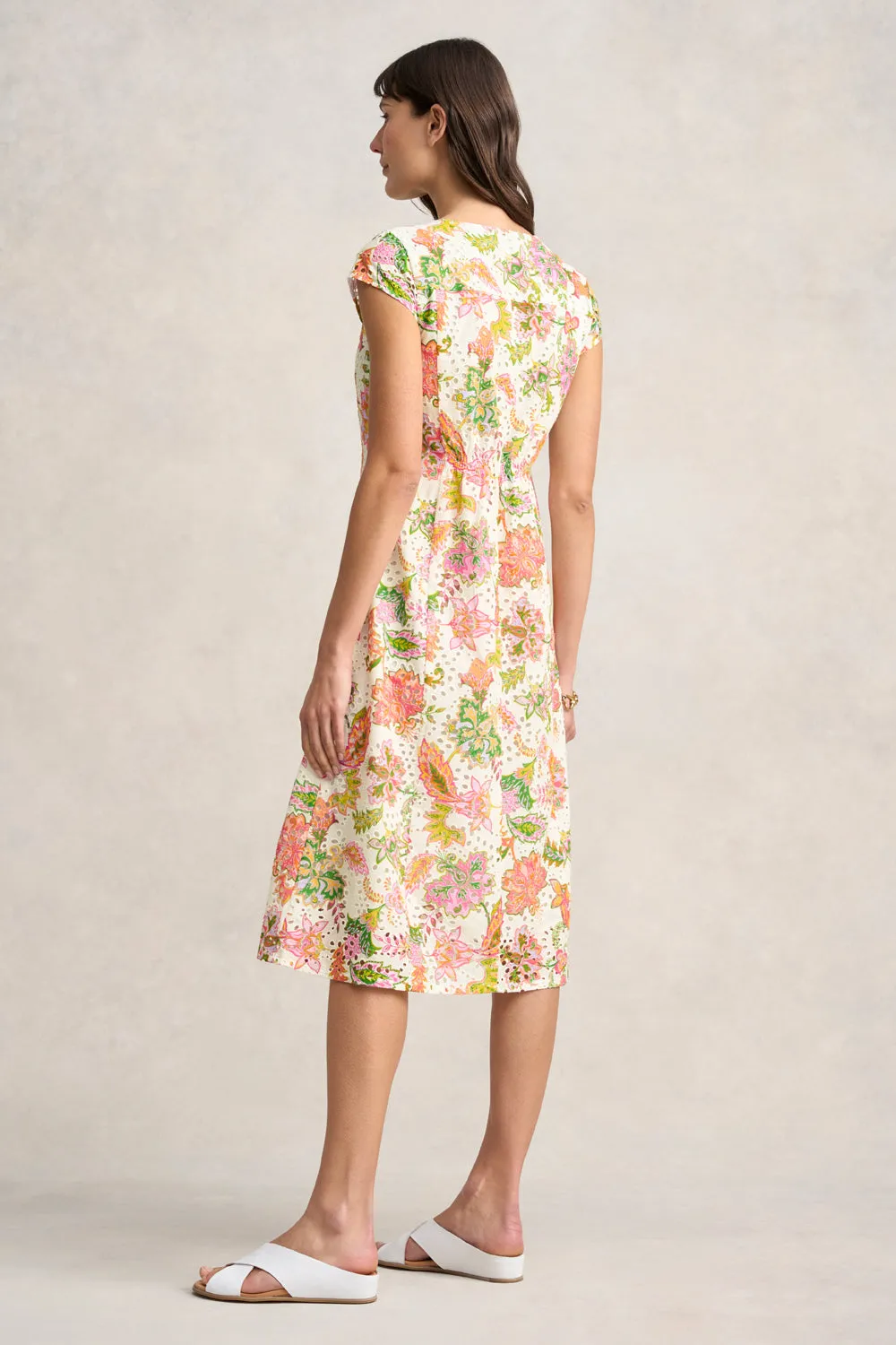 Broderie Printed Dress - Floral White Print