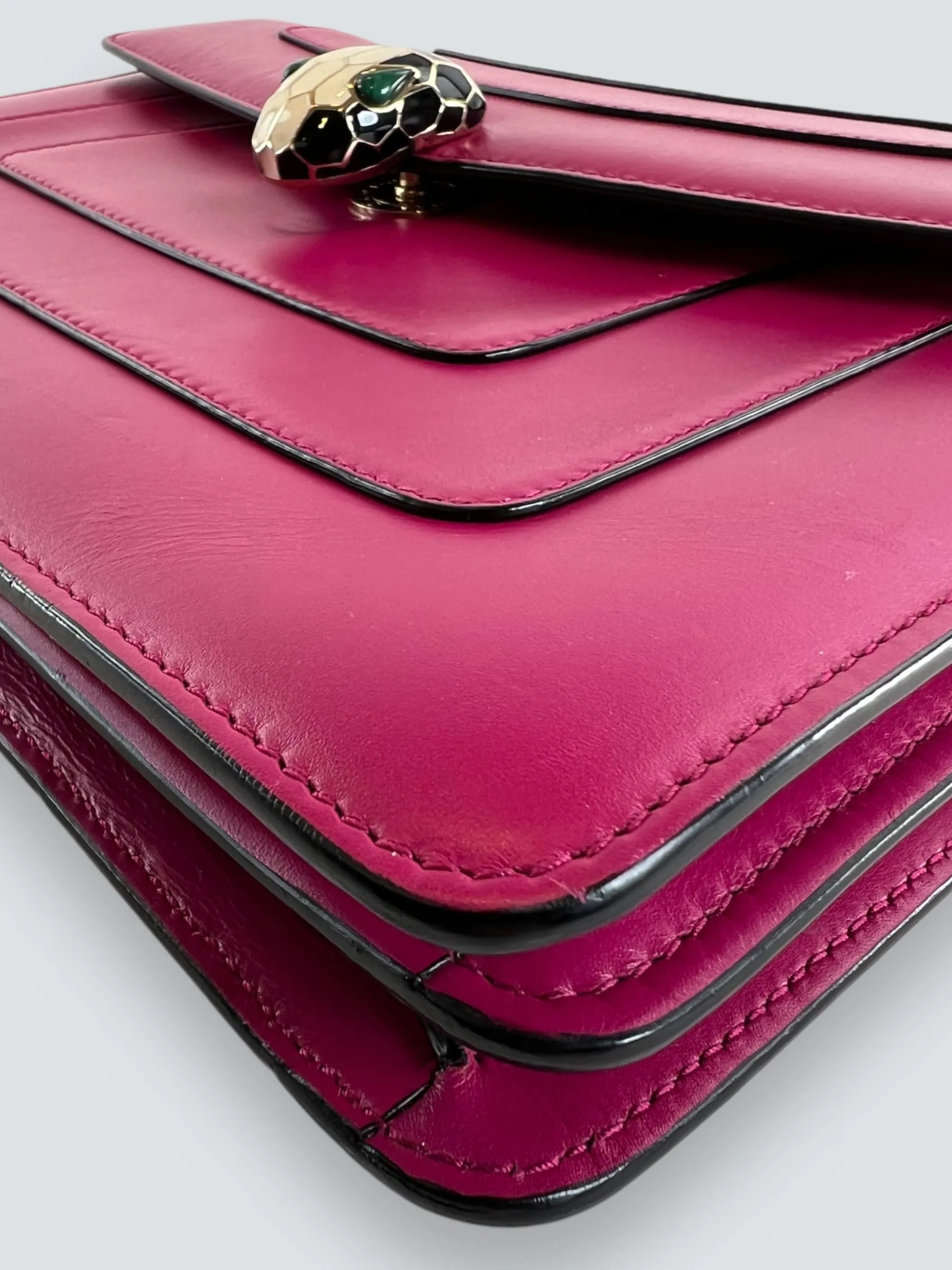 Bvlgari Pink Leather Serpentine Forever Crossbody