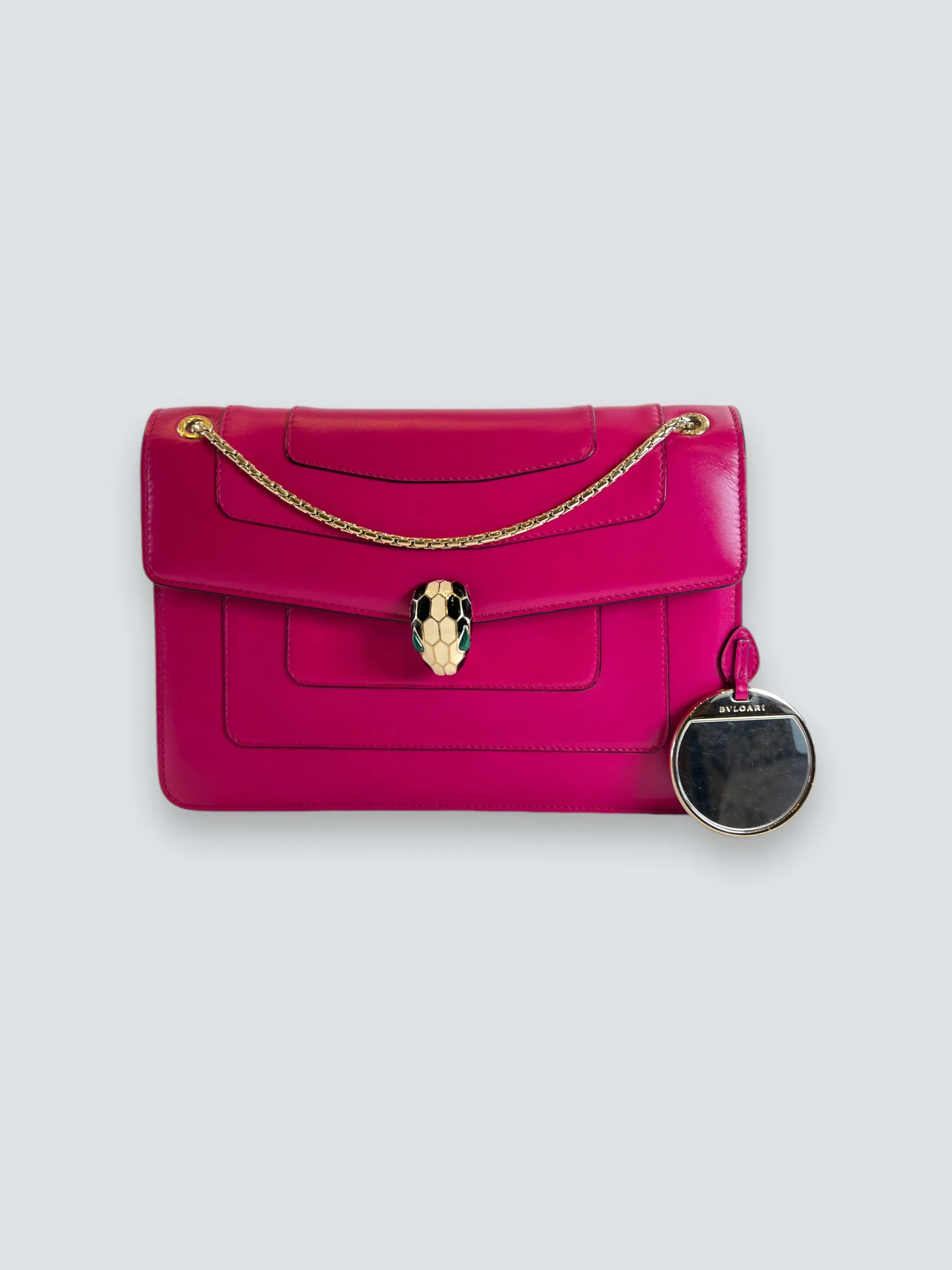 Bvlgari Pink Leather Serpentine Forever Crossbody