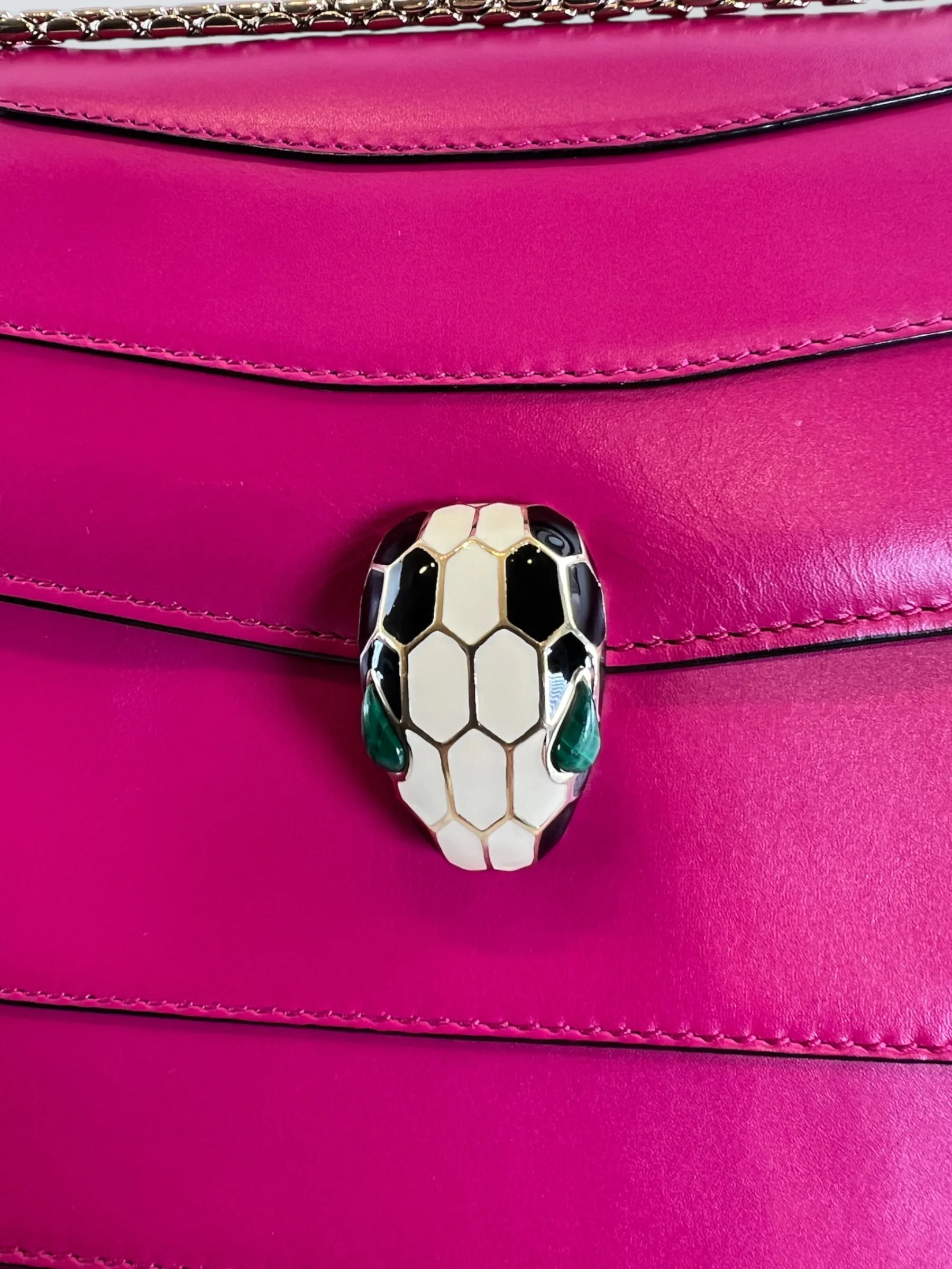 Bvlgari Pink Leather Serpentine Forever Crossbody