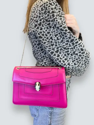 Bvlgari Pink Leather Serpentine Forever Crossbody