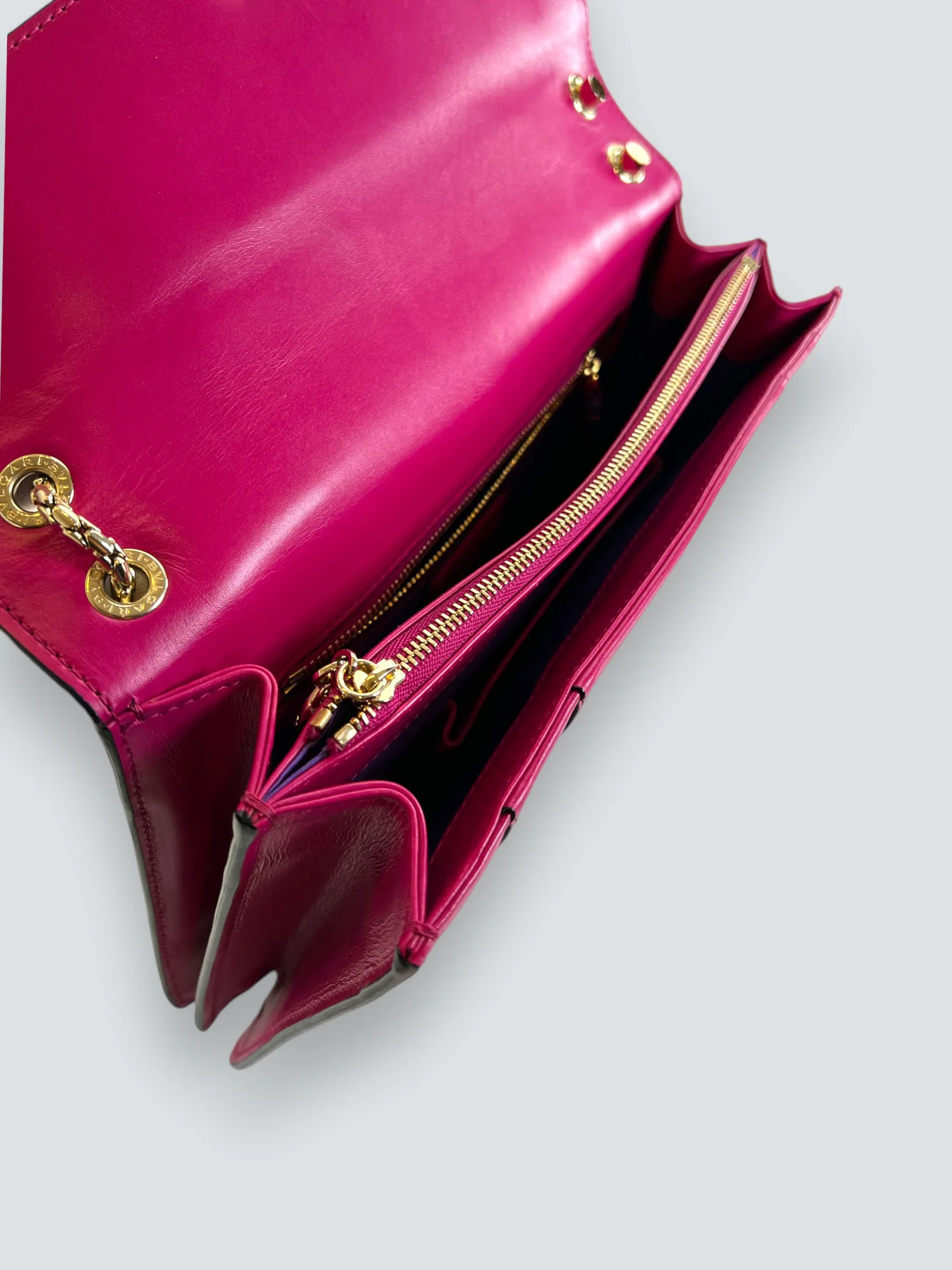 Bvlgari Pink Leather Serpentine Forever Crossbody