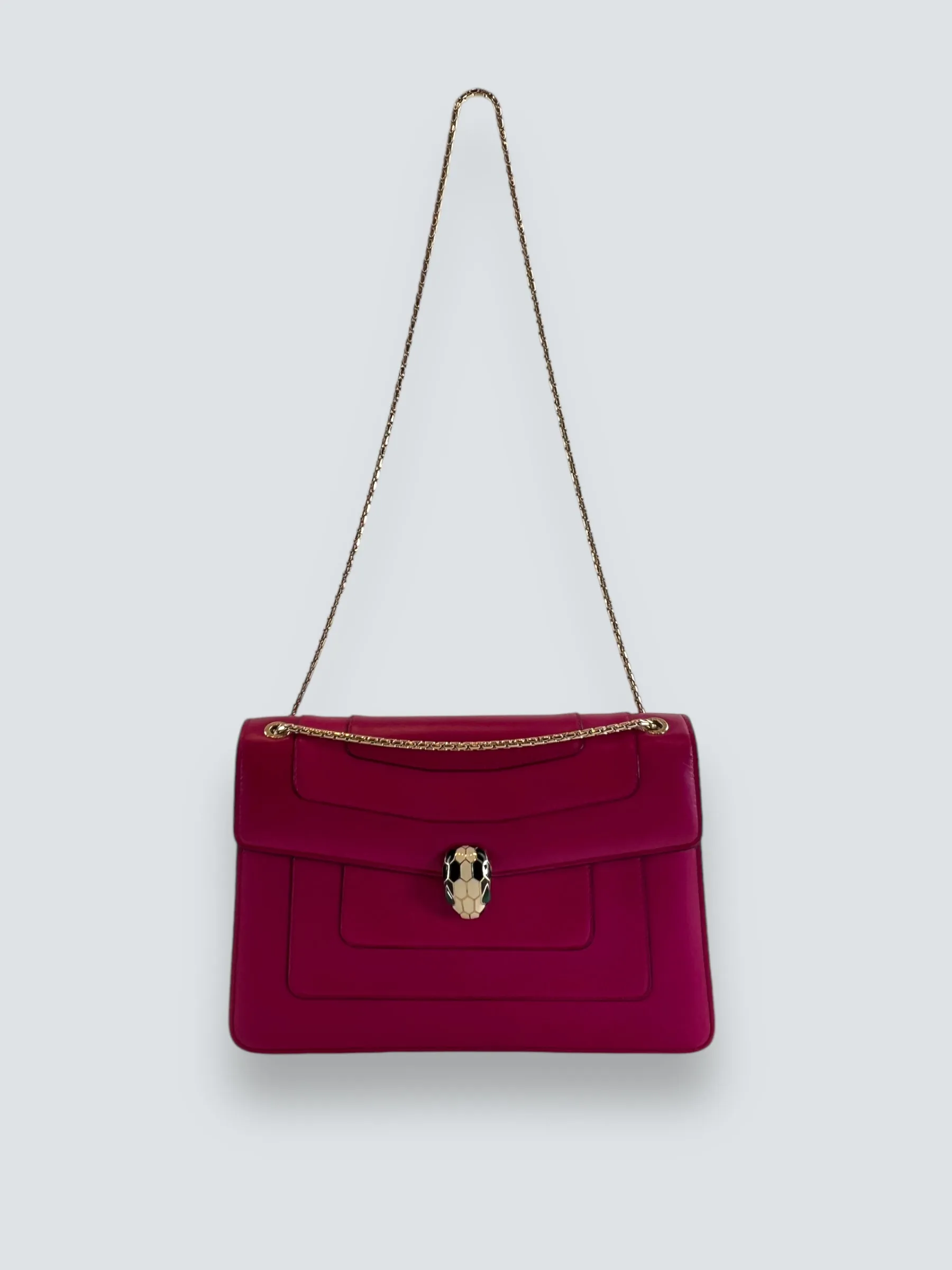 Bvlgari Pink Leather Serpentine Forever Crossbody