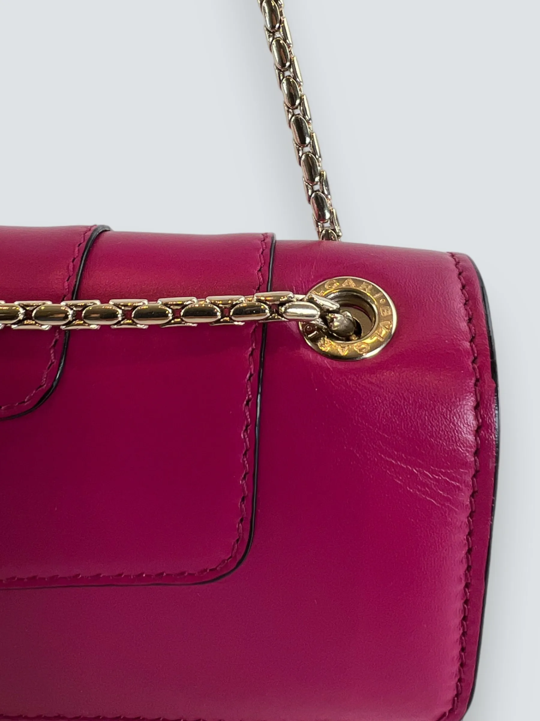 Bvlgari Pink Leather Serpentine Forever Crossbody