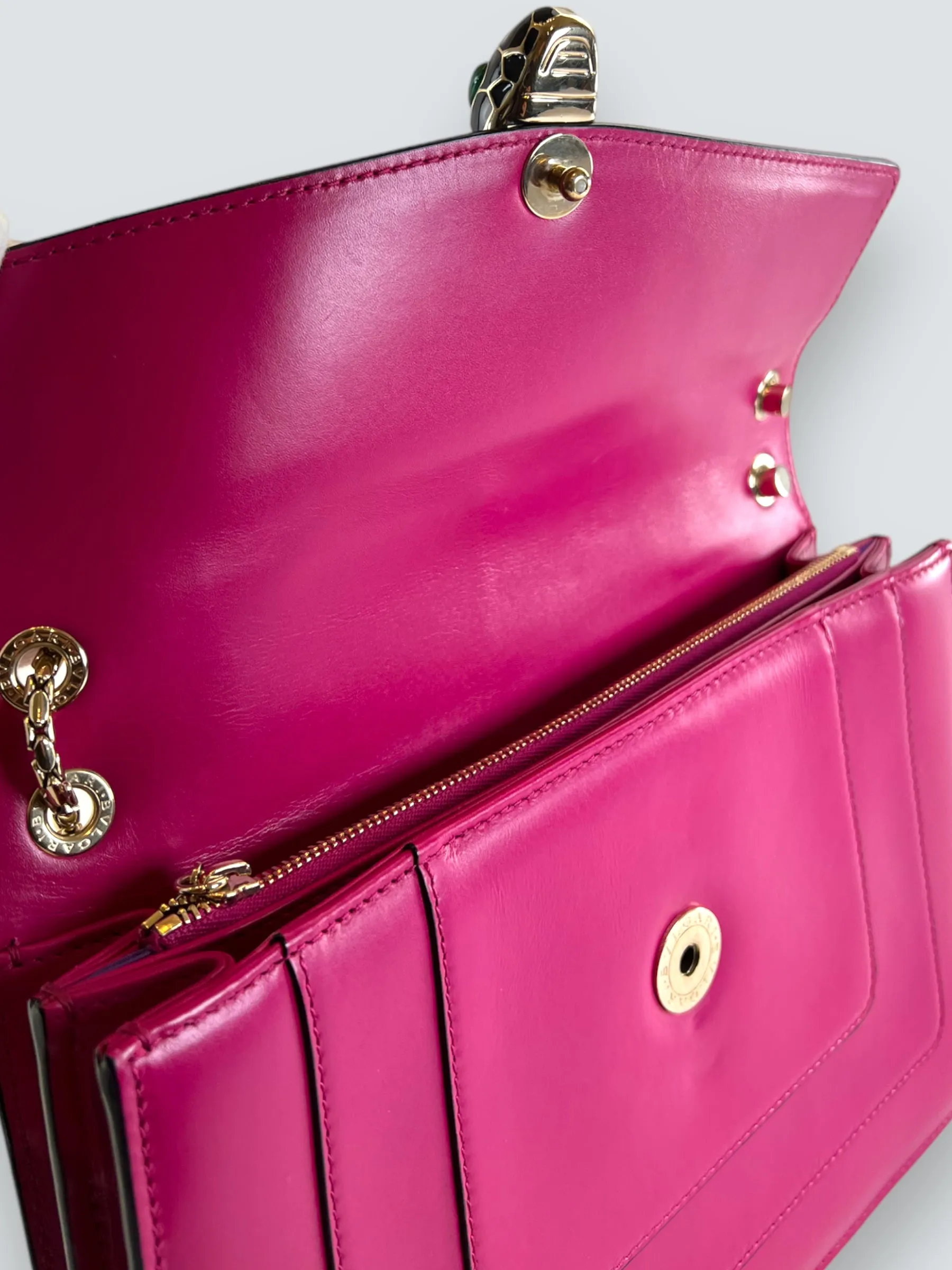 Bvlgari Pink Leather Serpentine Forever Crossbody