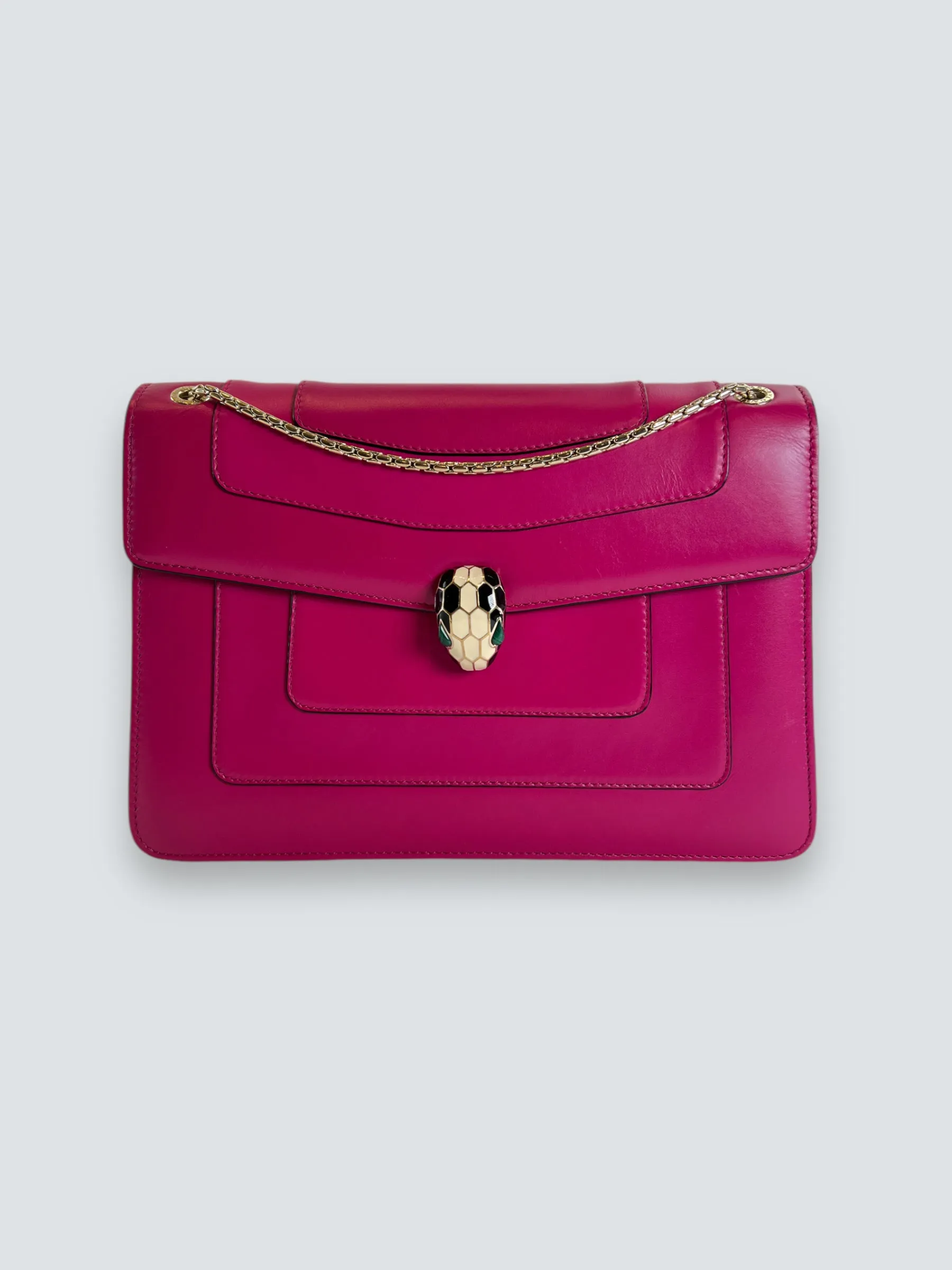 Bvlgari Pink Leather Serpentine Forever Crossbody
