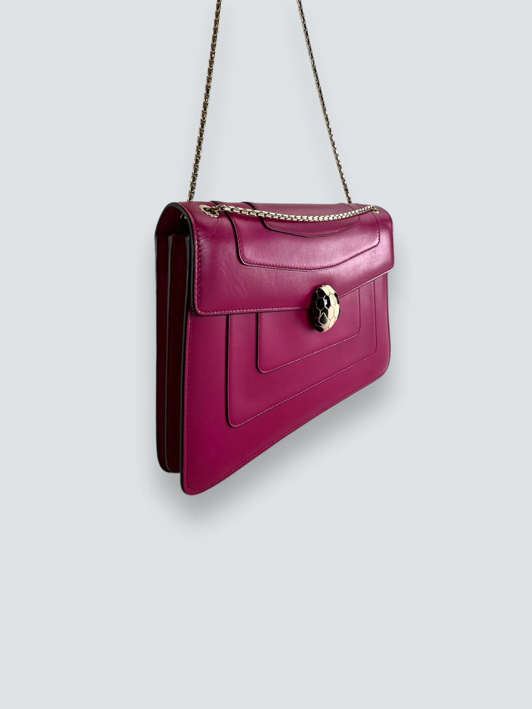 Bvlgari Pink Leather Serpentine Forever Crossbody