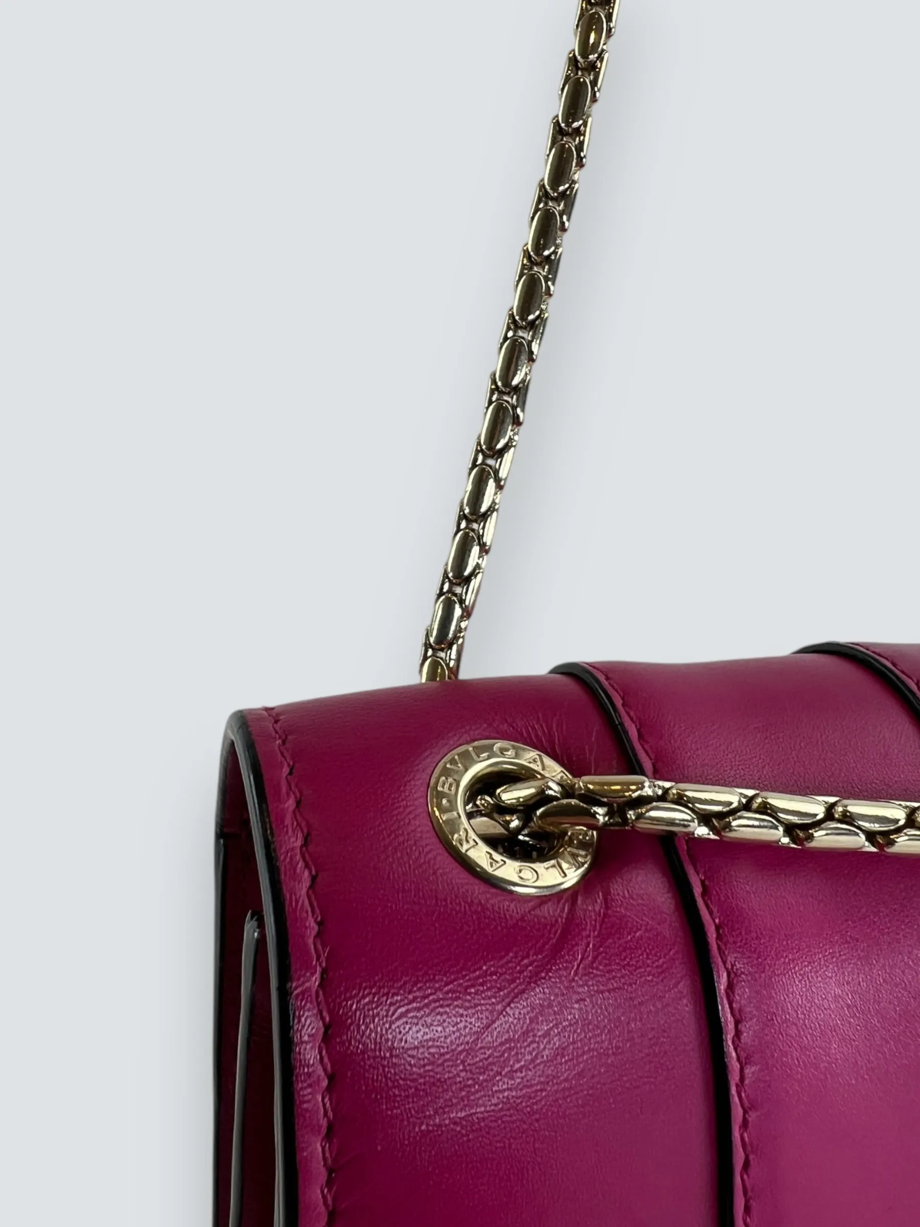 Bvlgari Pink Leather Serpentine Forever Crossbody