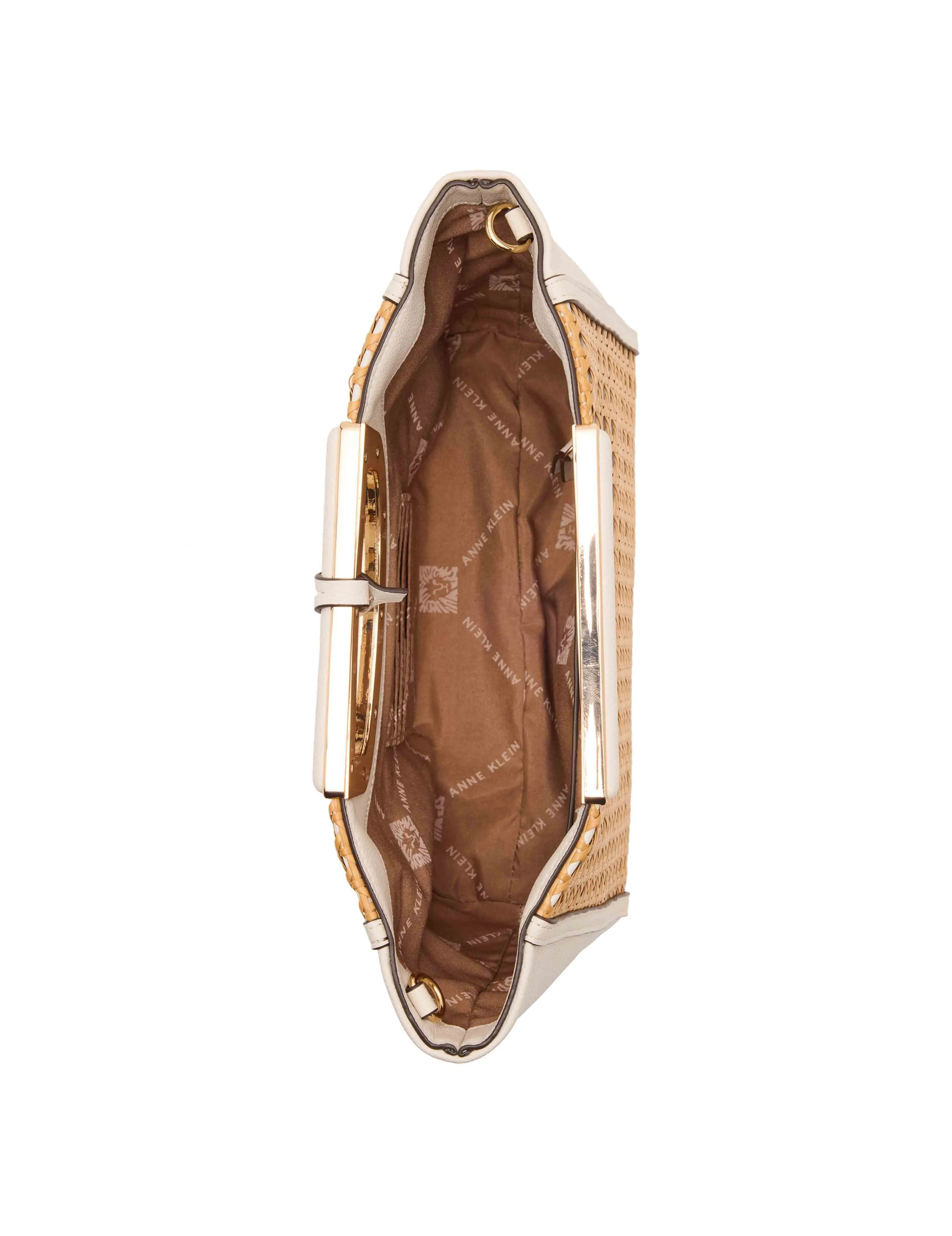 Caning Cut-Out Metal Handle Satchel With Convertible Strap