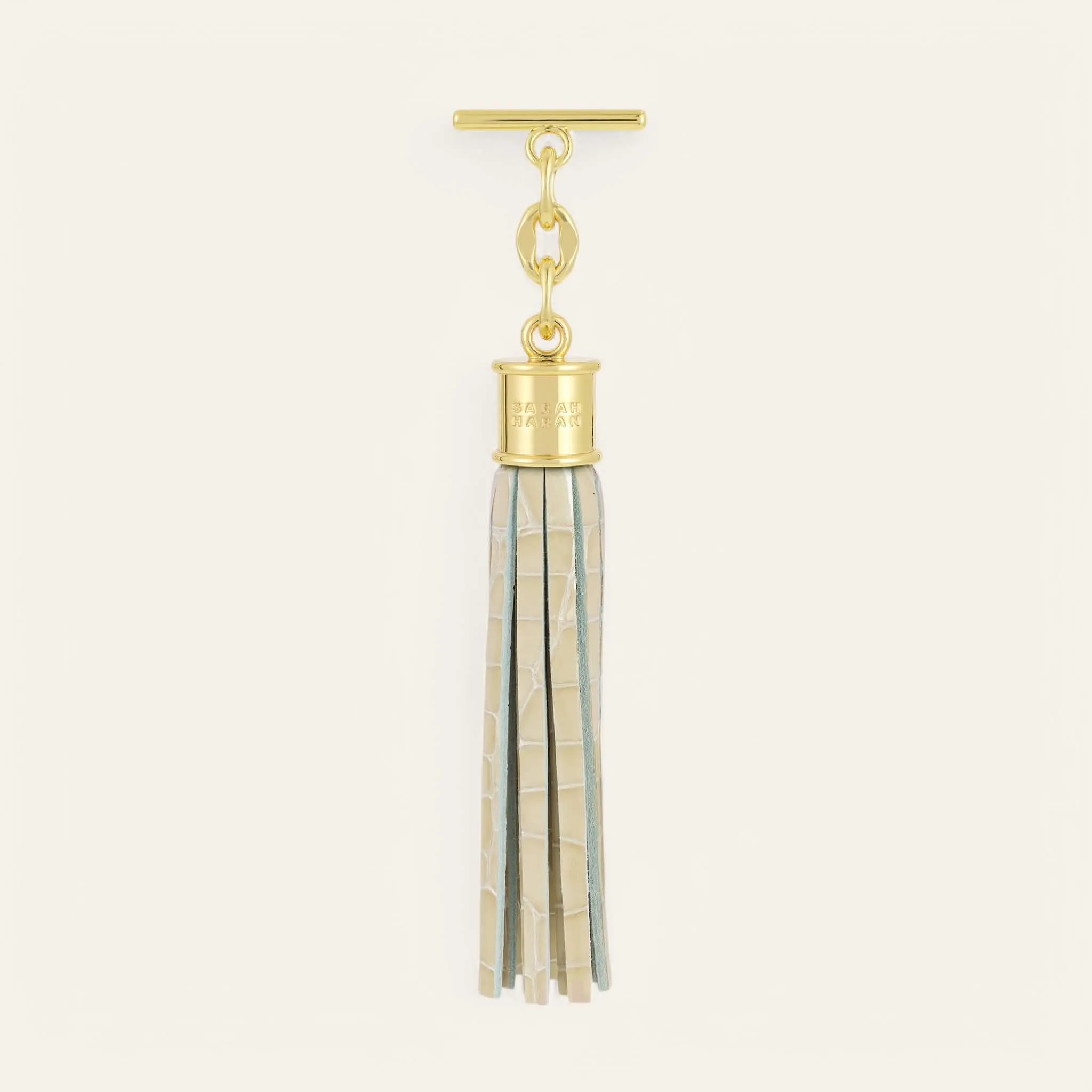 Capsule Tassel | Cream Patent Croc with Gold hardware