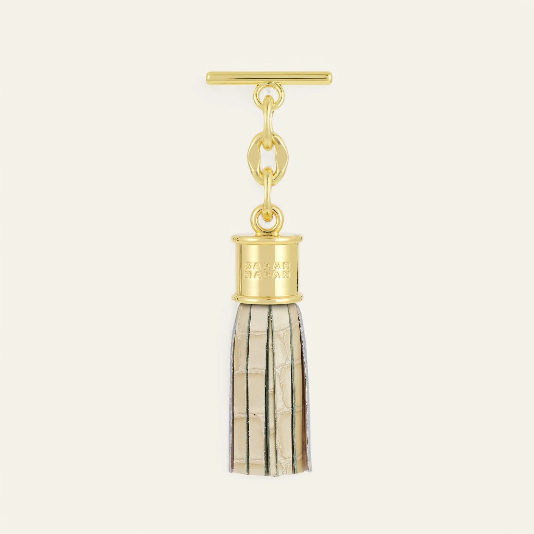 Capsule Tassel Mini | Cream Patent Croc with Gold hardware