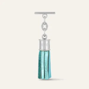 Capsule Tassel Mini | Metallic Turquoise with Silver hardware