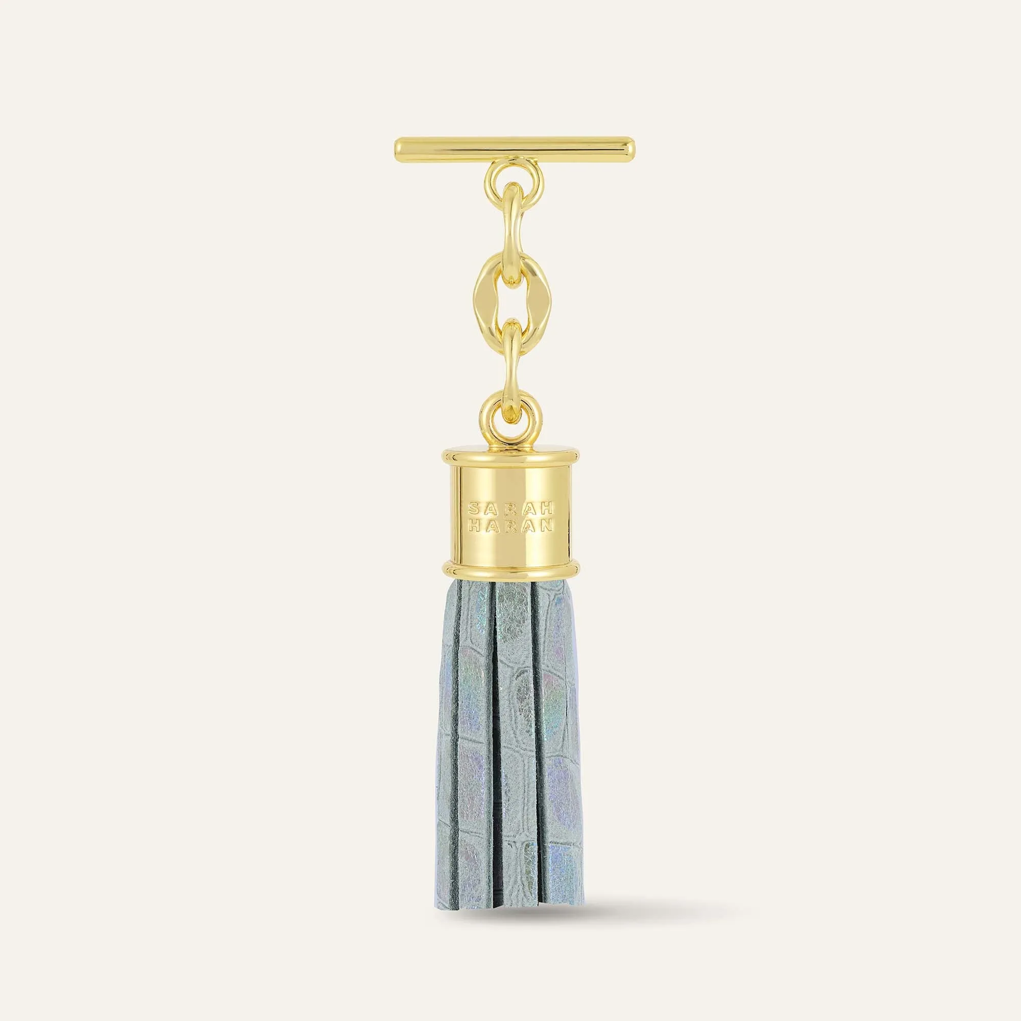 Capsule Tassel Mini | Petrolescent Croc with Gold hardware