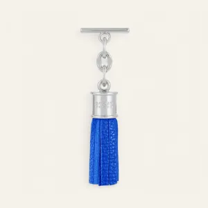 Capsule Tassel Mini | Sapphire with Silver hardware
