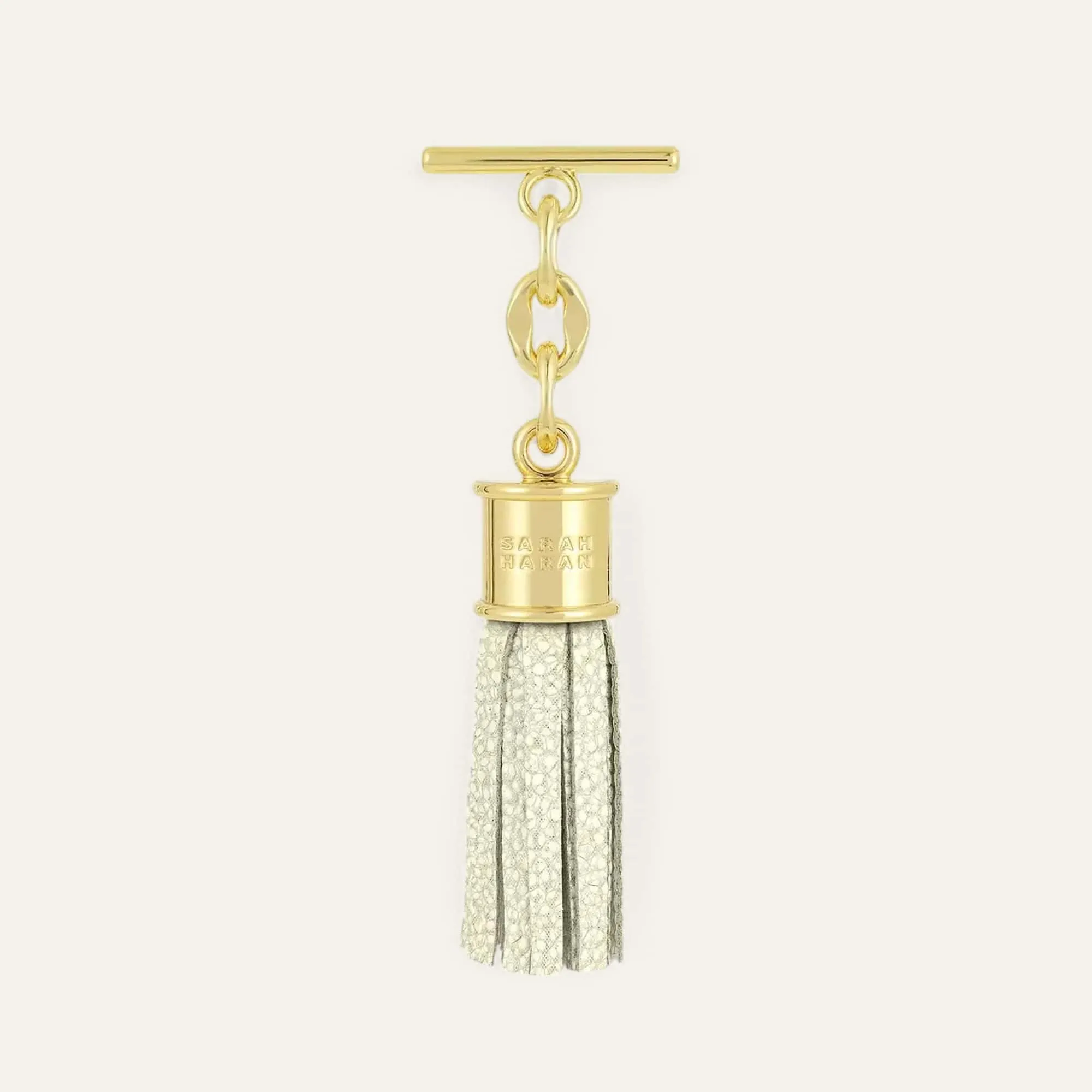 Capsule Tassel Mini | White Iced Shimmer with Gold hardware