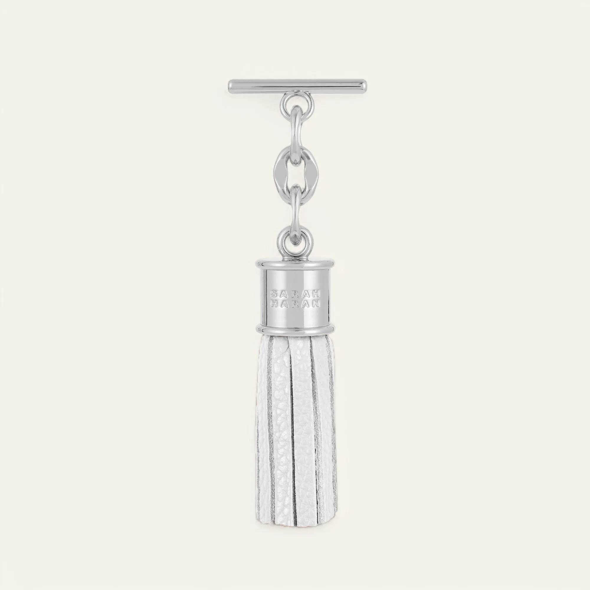 Capsule Tassel Mini | White with Silver hardware