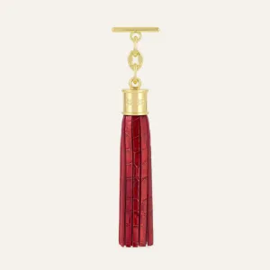 Capsule Tassel | Red Patent Croc with Gold hardware