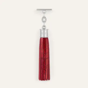 Capsule Tassel | Red Patent Croc with Silver hardware
