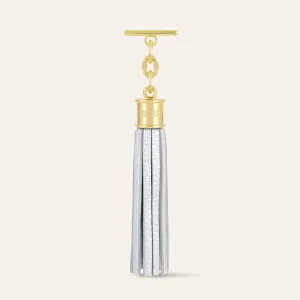 Capsule Tassel | Soft Metallic Silver with Gold hardware