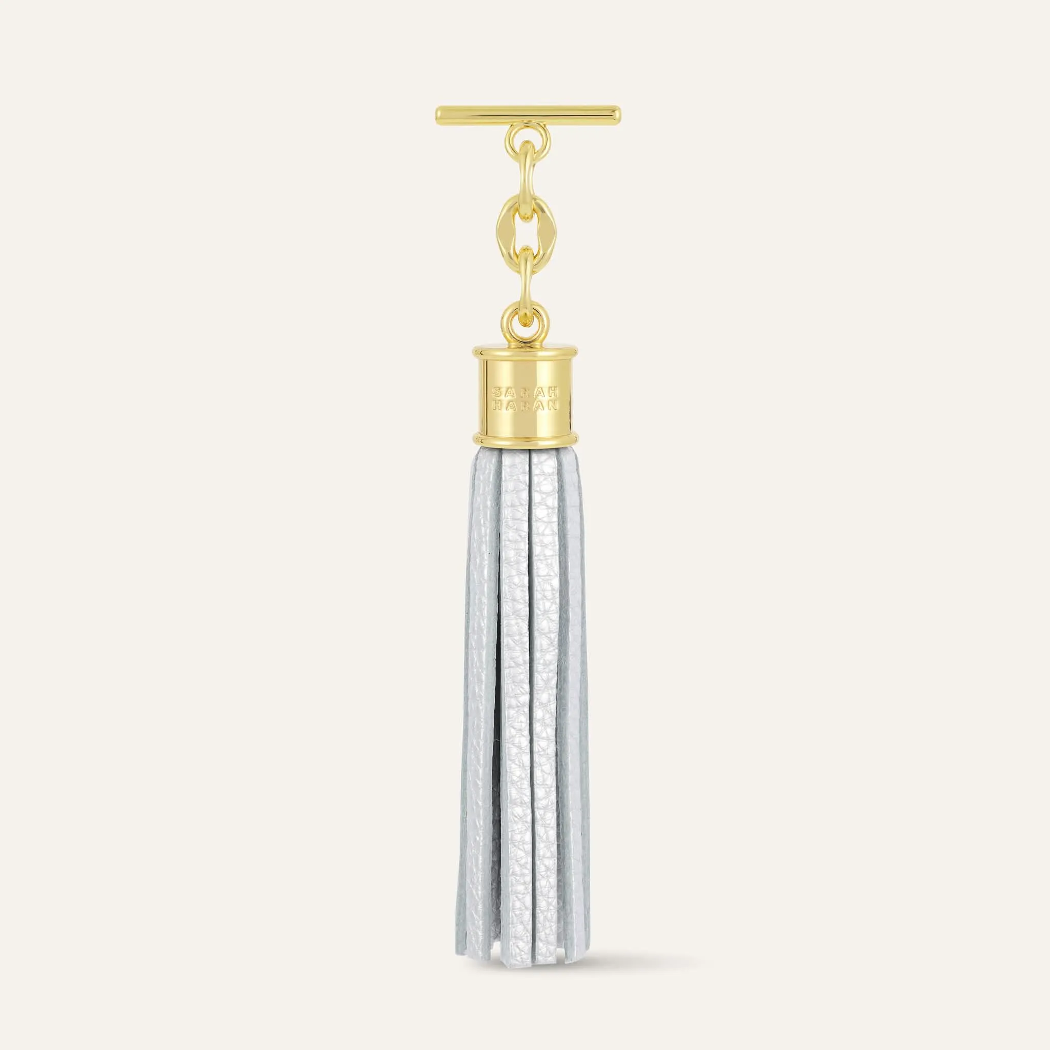 Capsule Tassel | Soft Metallic Silver with Gold hardware