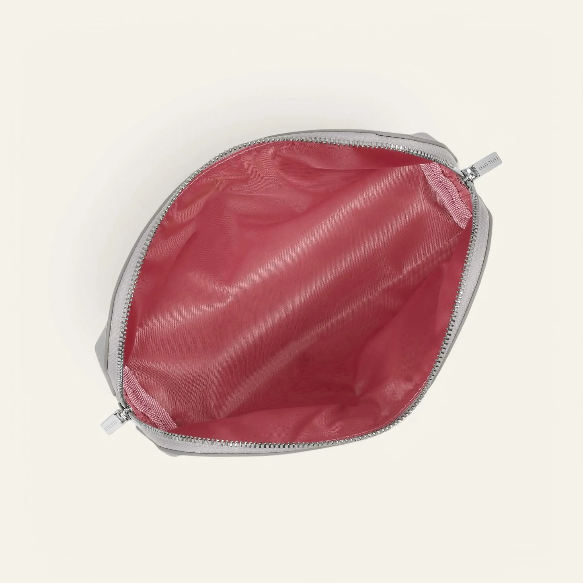 Carnation Cosmetic Bag | Soft Metallic Silver with Silver hardware (Small)