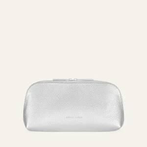 Carnation Cosmetic Bag | Soft Metallic Silver with Silver hardware (Small)