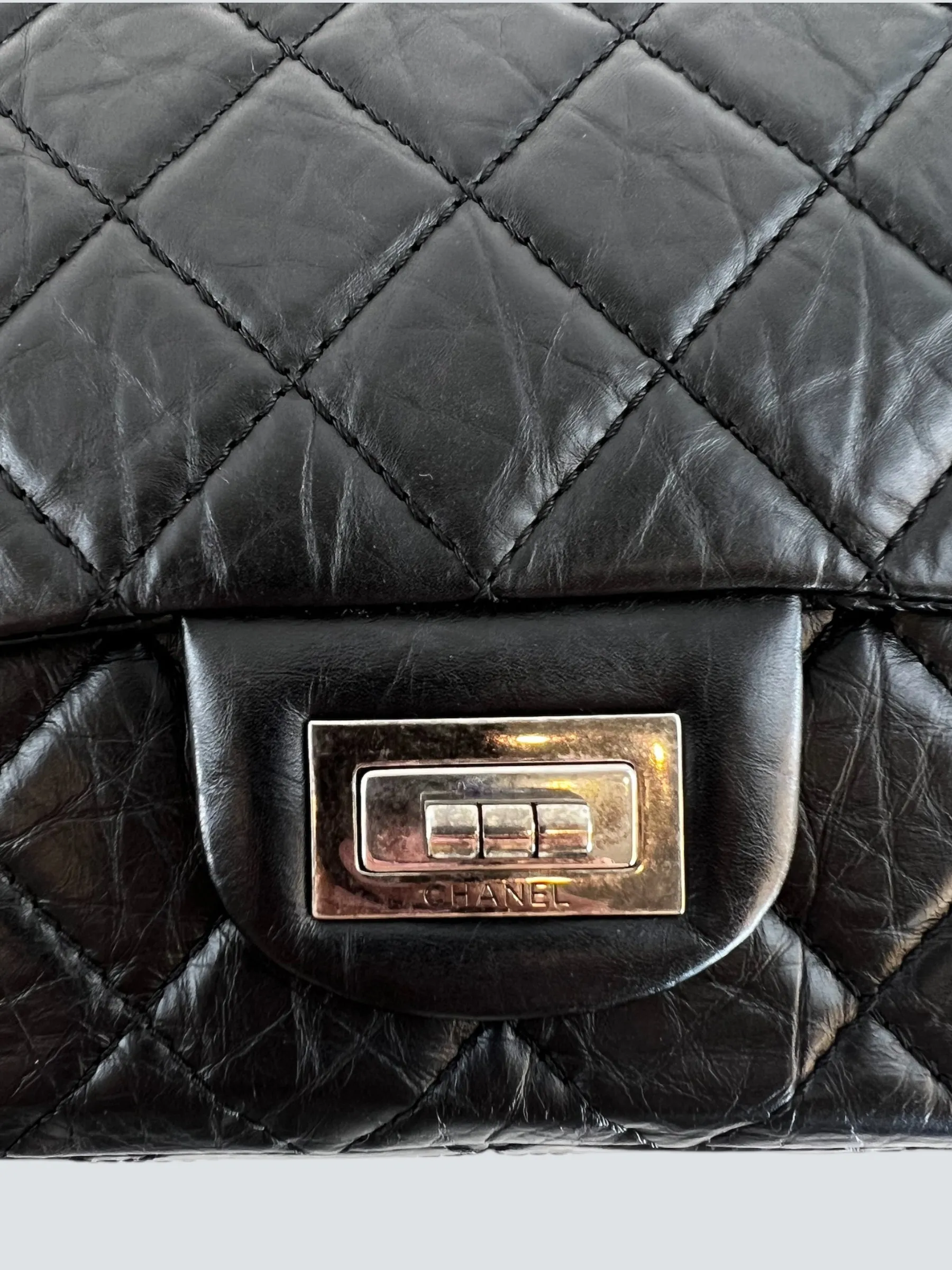 Chanel Black Calfskin Leather Medium Re-issue 2.55
