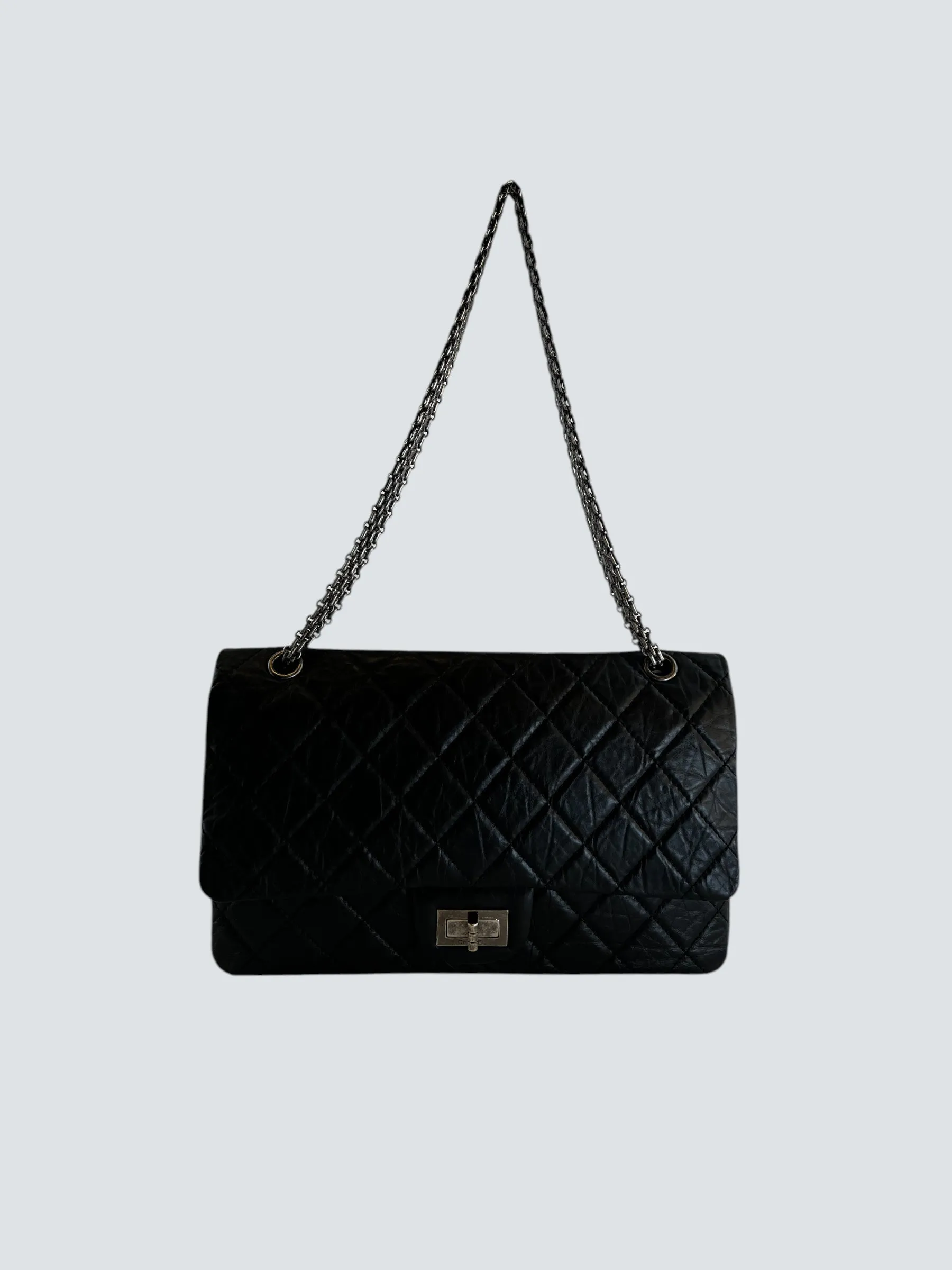 Chanel Black Calfskin Leather Medium Re-issue 2.55