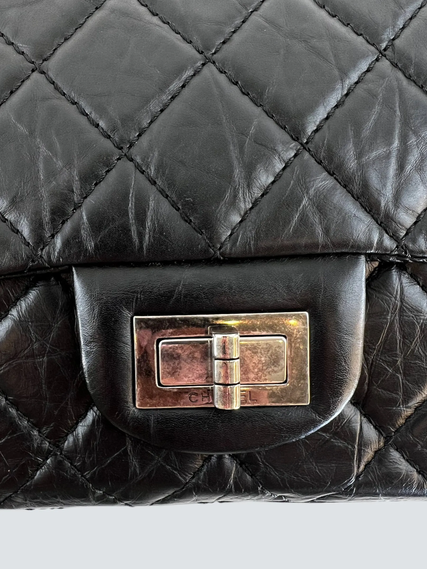 Chanel Black Calfskin Leather Medium Re-issue 2.55