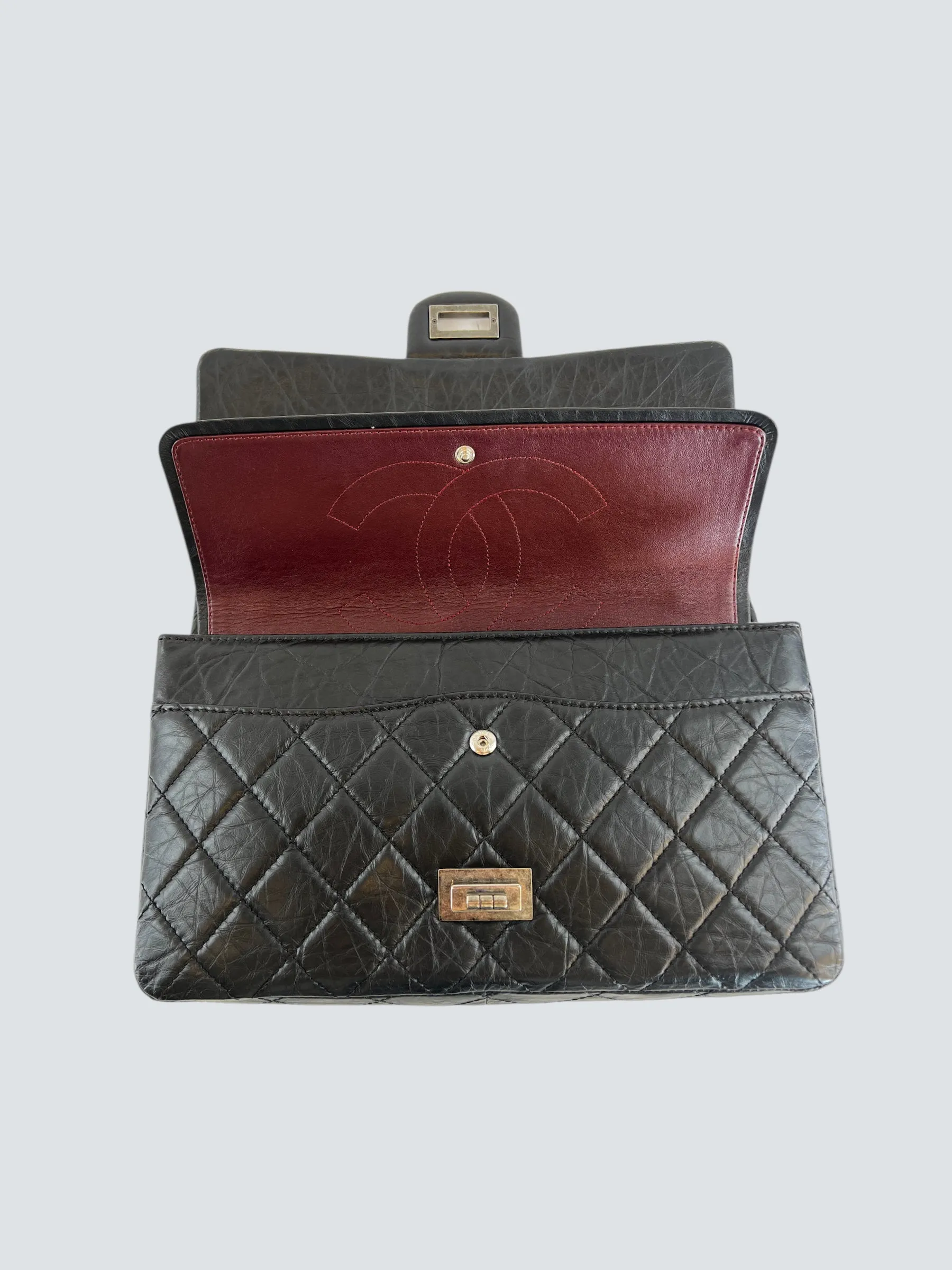 Chanel Black Calfskin Leather Medium Re-issue 2.55