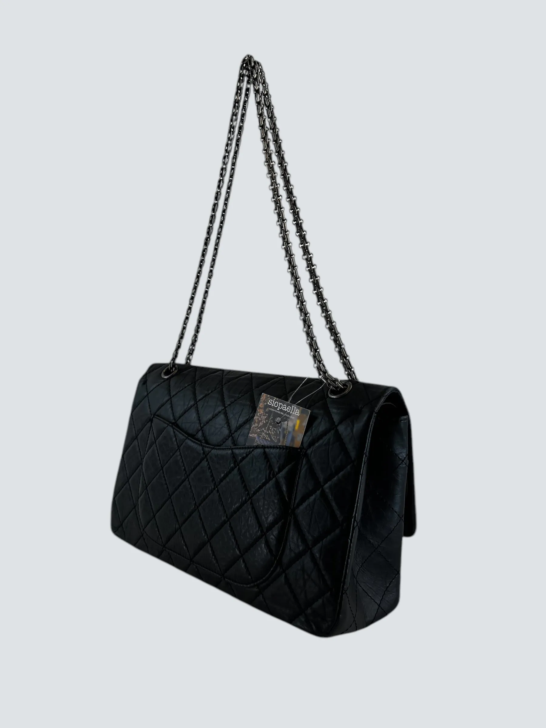 Chanel Black Calfskin Leather Medium Re-issue 2.55
